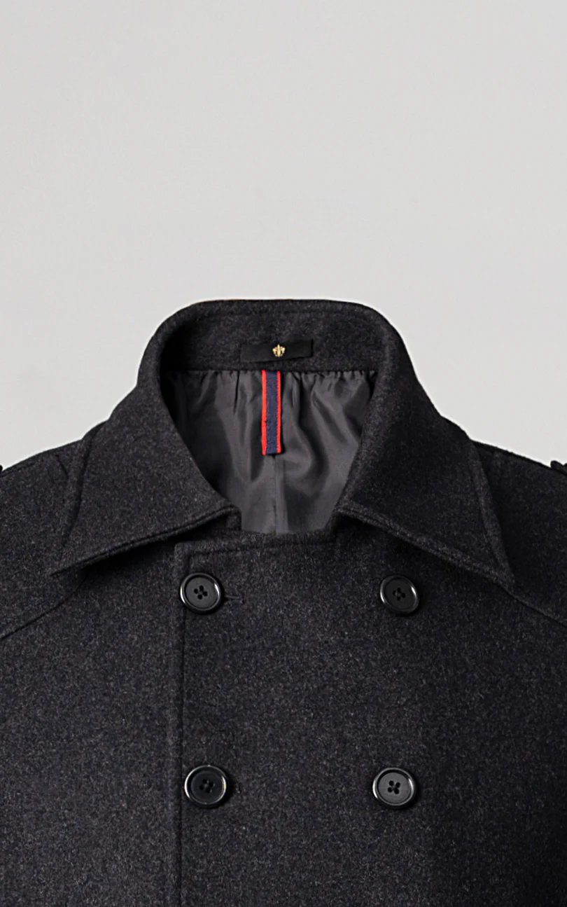 DOUBLE BREASTED PEACOAT CHARCOAL - Image 2