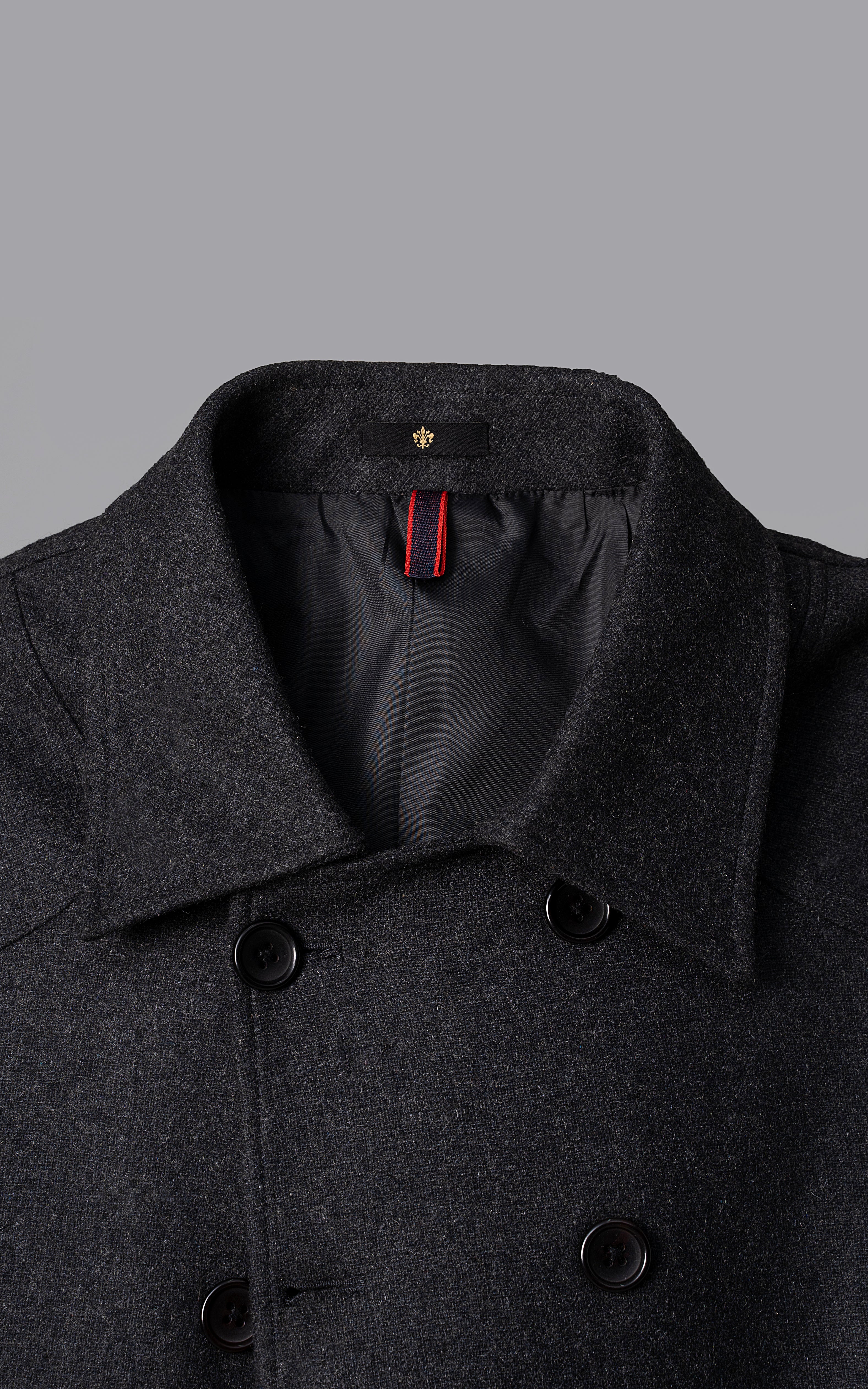 DOUBLE BREASTED PEACOAT COAT CHARCOAL - Image 2