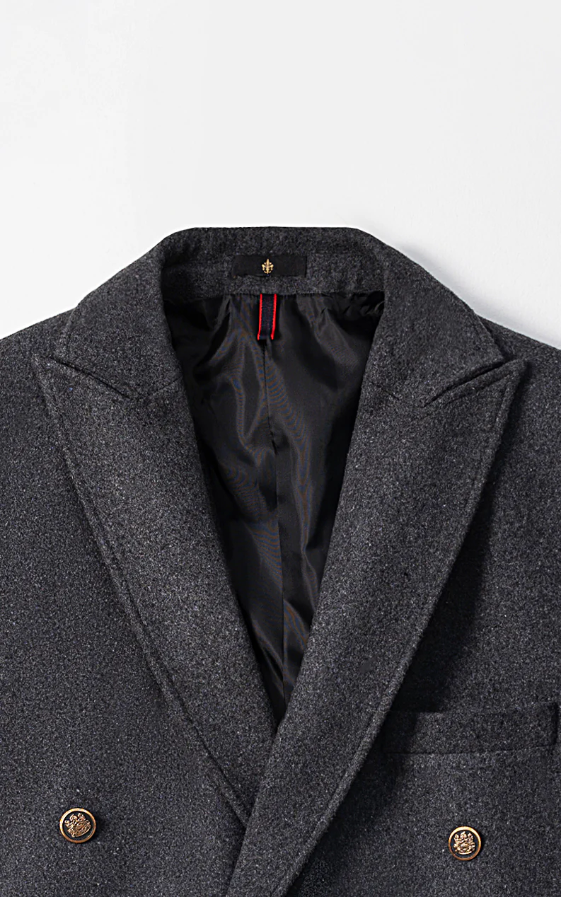 DOUBLE BREASTED LONG COAT CHARCOAL - Image 3
