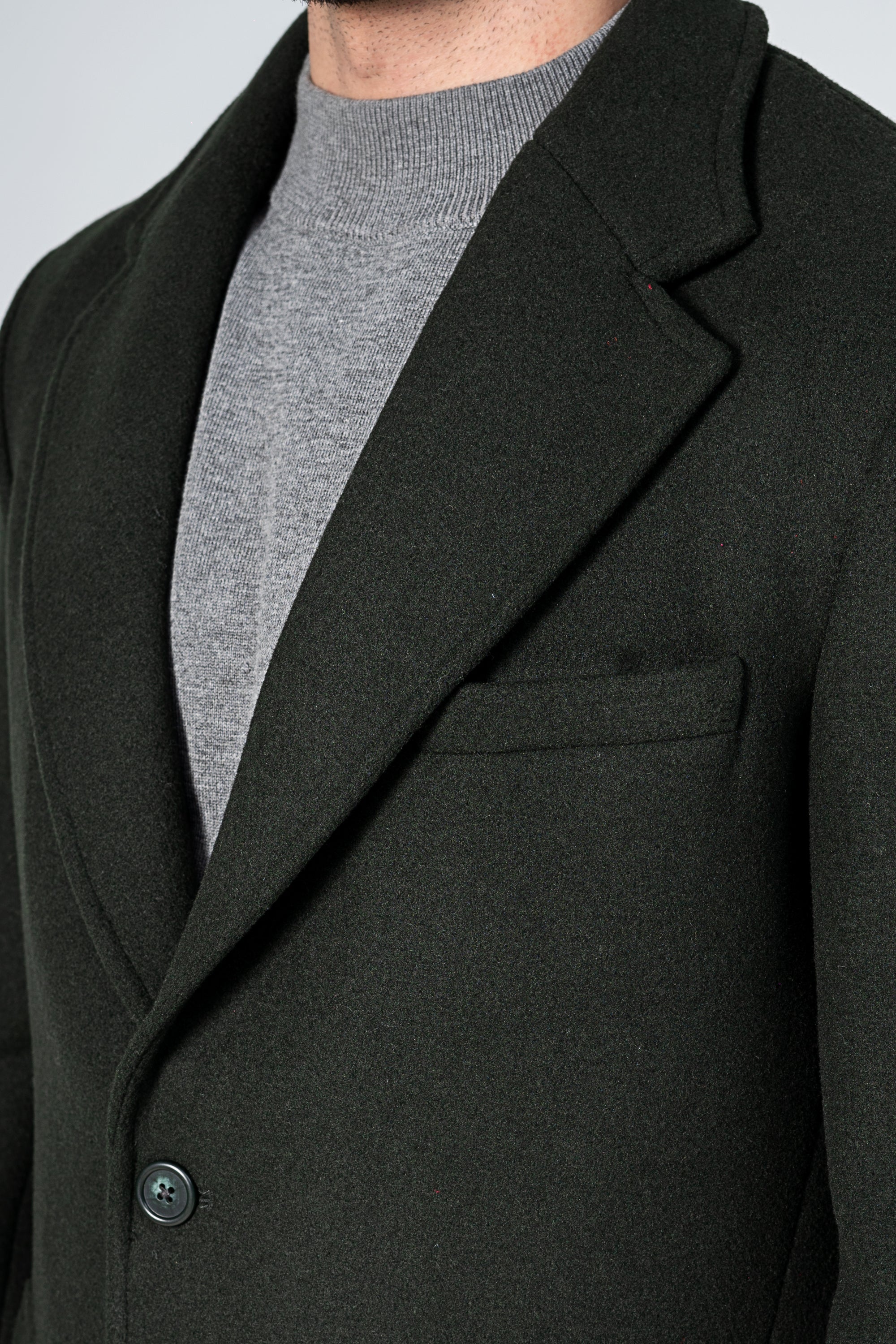 WOOLEN LONG COAT DARK GREEN - Image 2