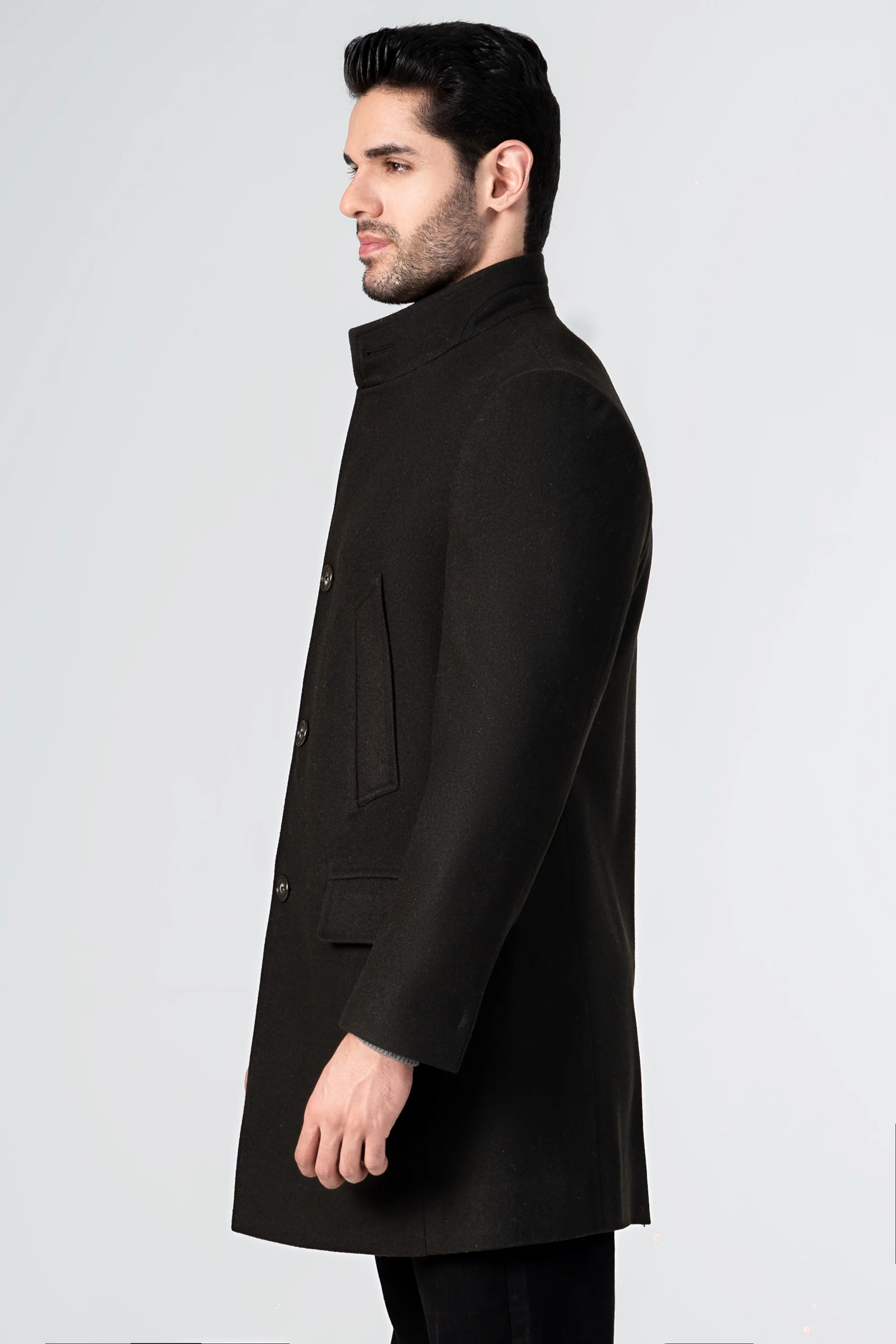 WOOLEN LONG COAT DARK OLIVE - Image 3