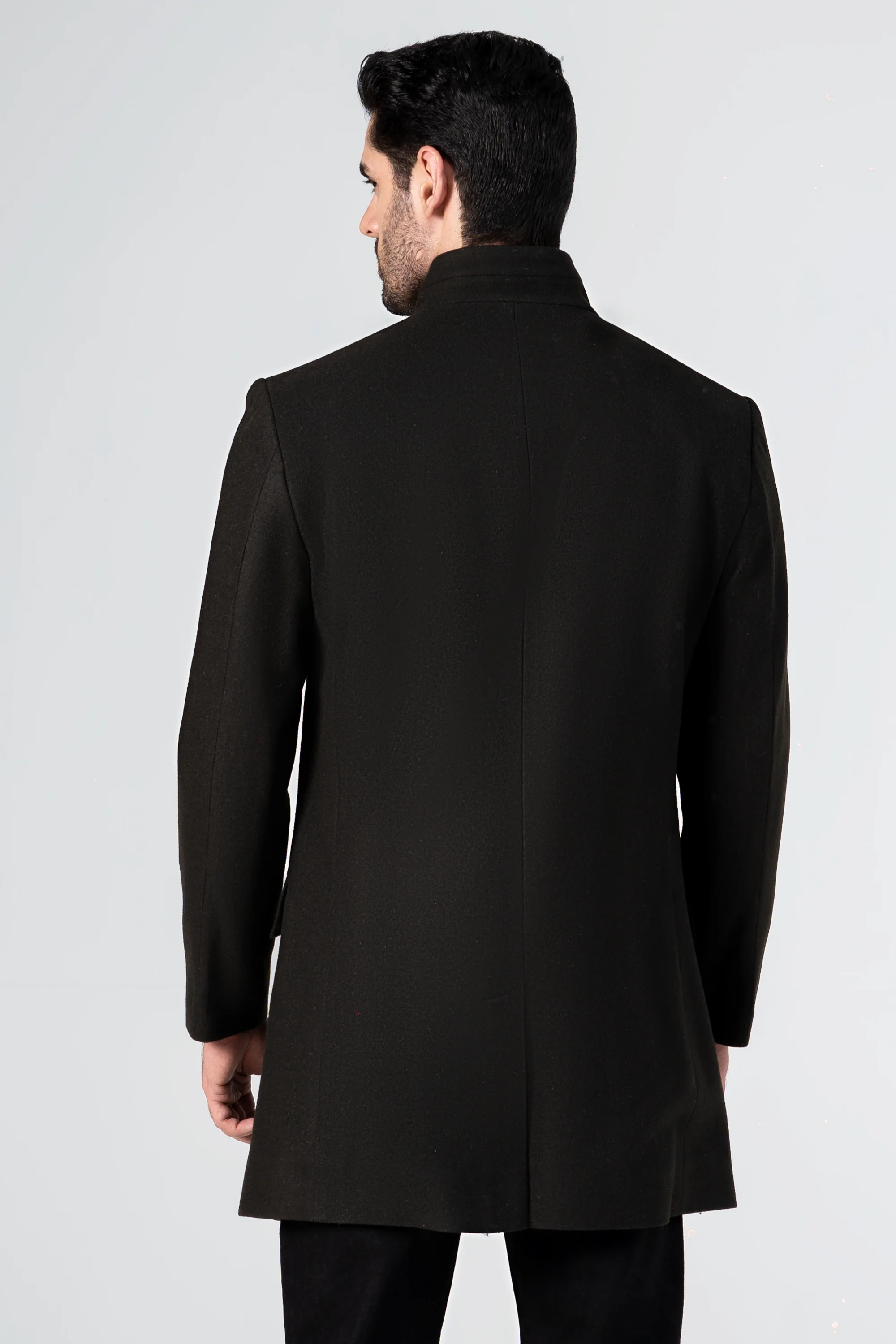 WOOLEN LONG COAT DARK OLIVE - Image 4