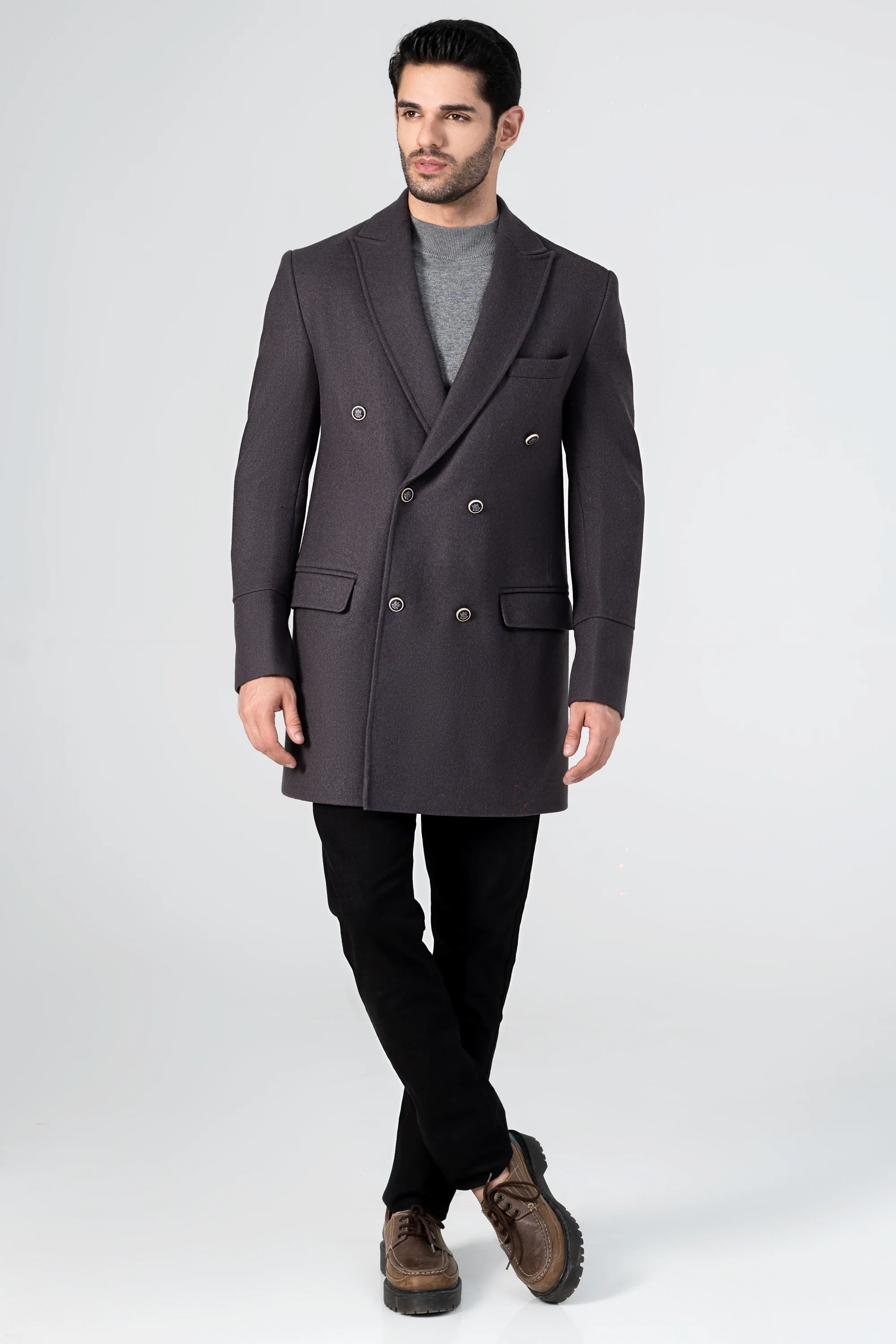 WOOLEN LONG COAT GRAPHITE