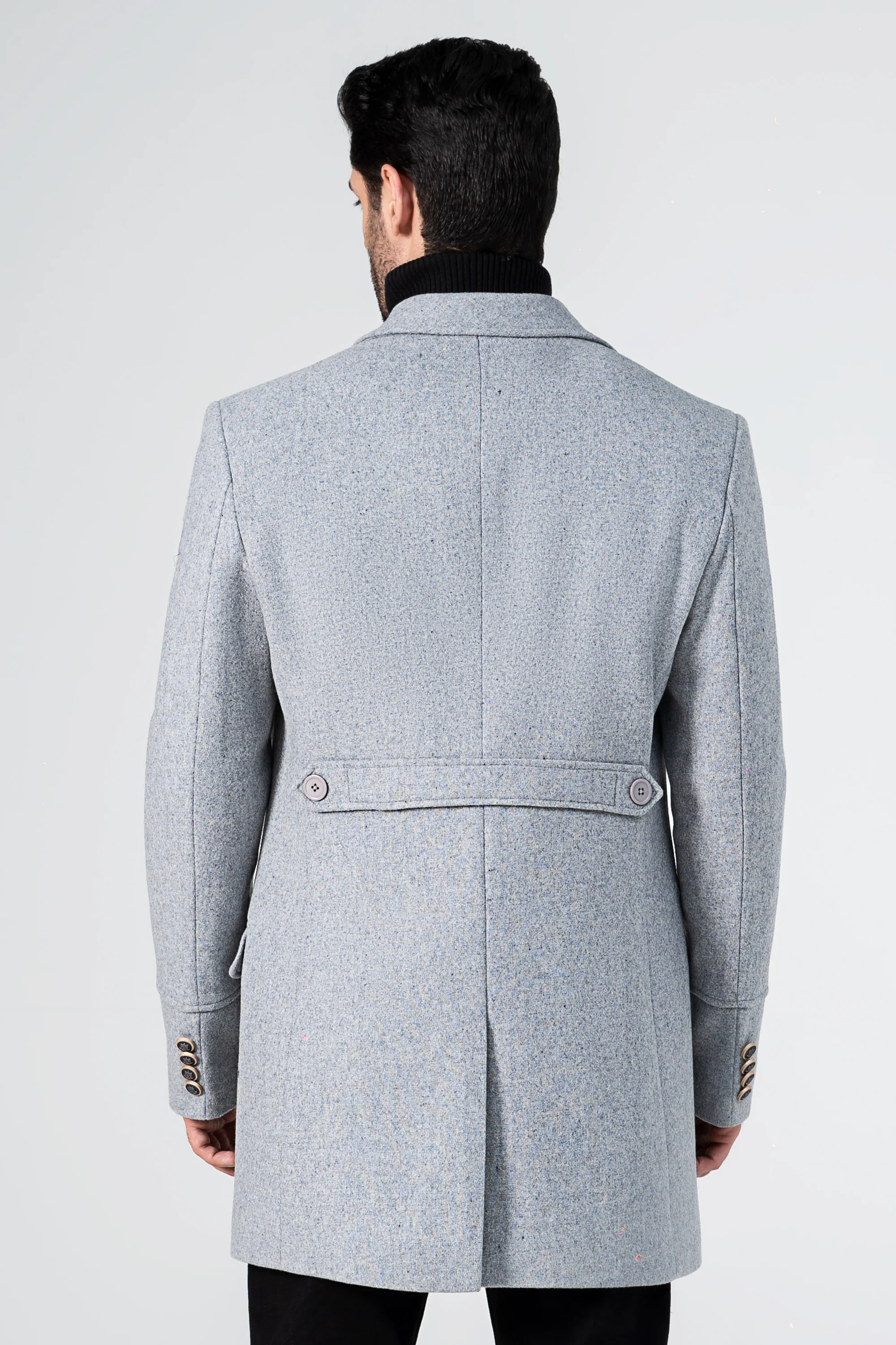 WOOLEN LONG COAT GREY - Image 4