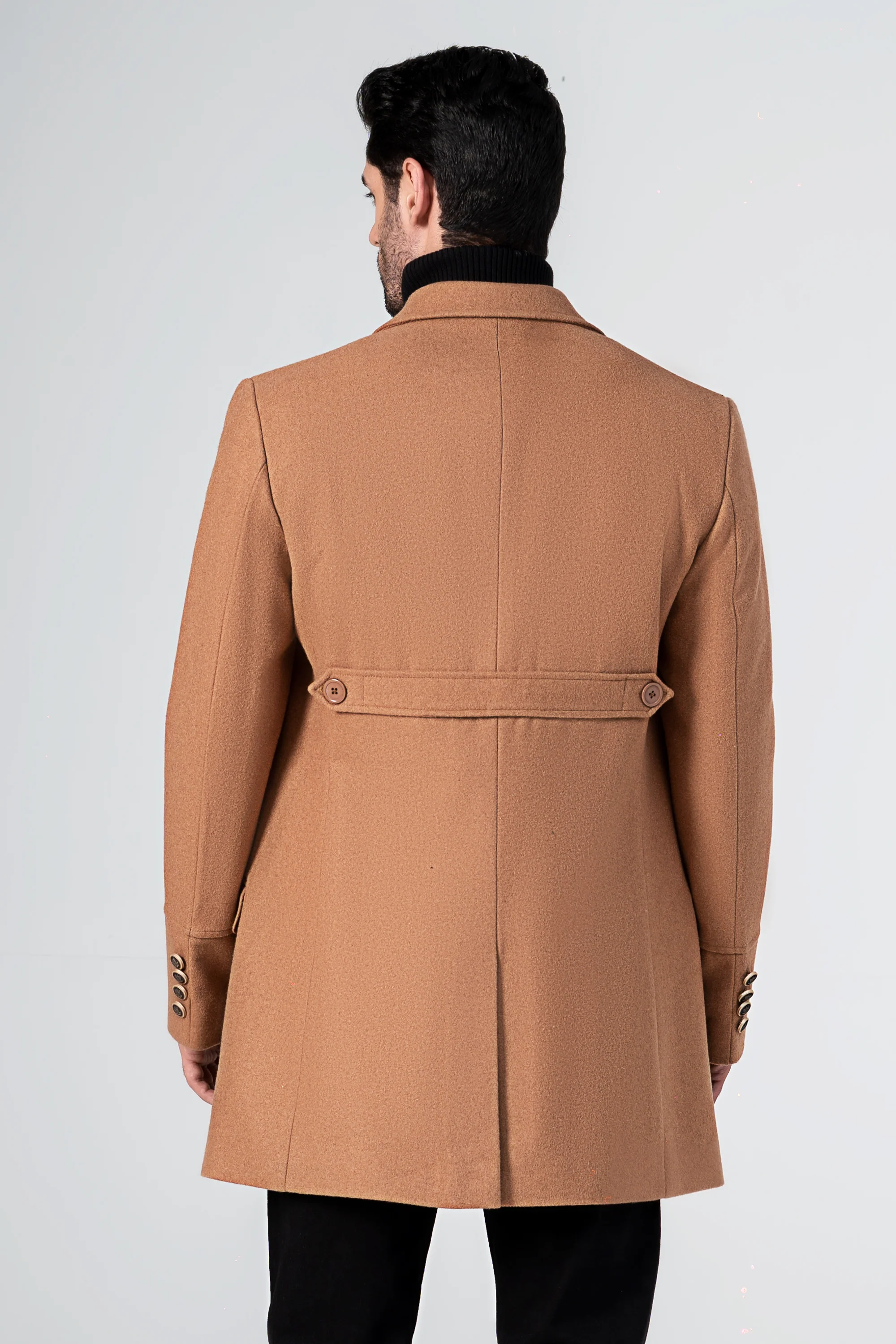 WOOLEN LONG COAT KHAKI - Image 3
