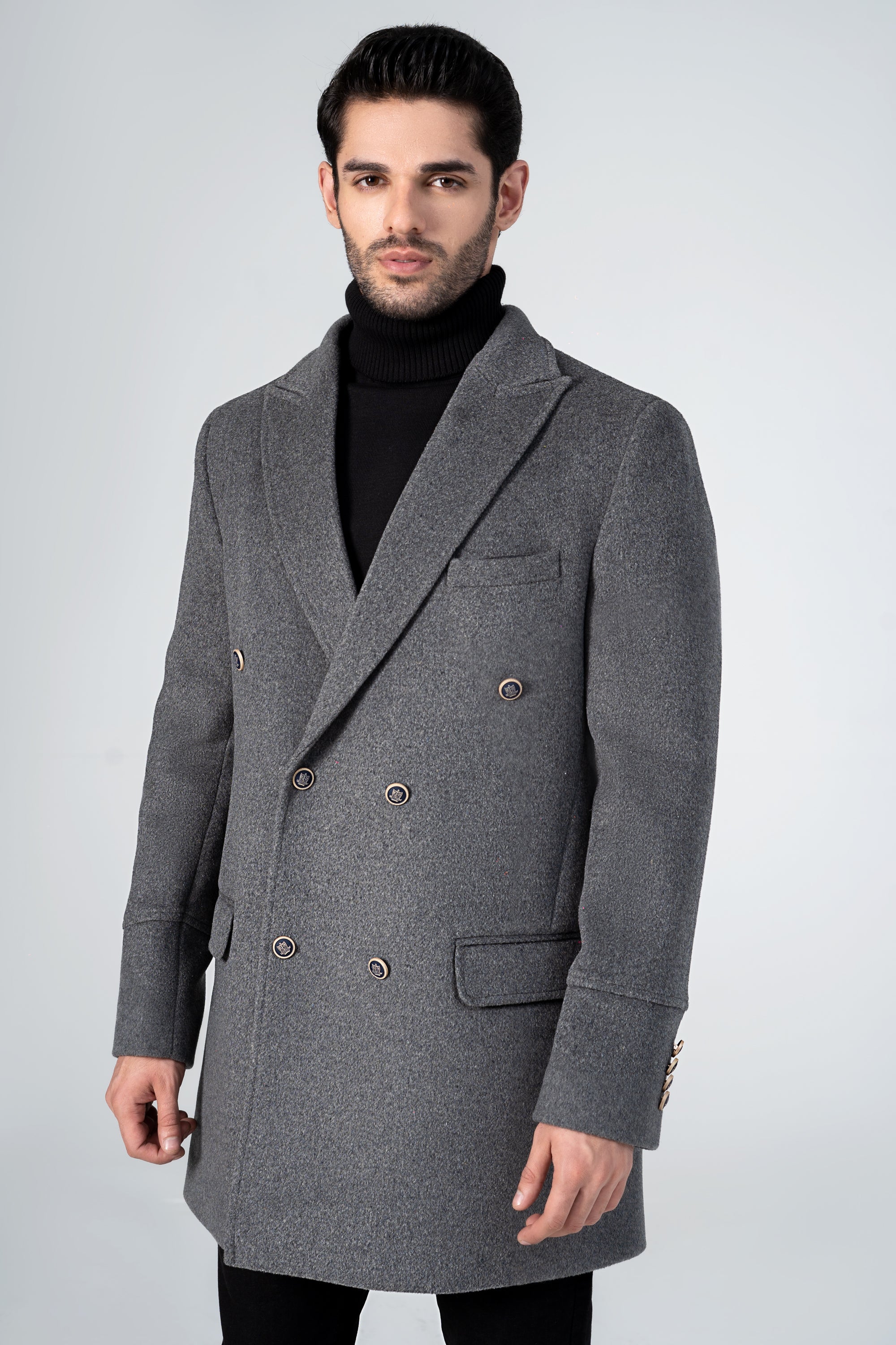 WOOLEN LONG COAT SMOKE GREY - Image 2