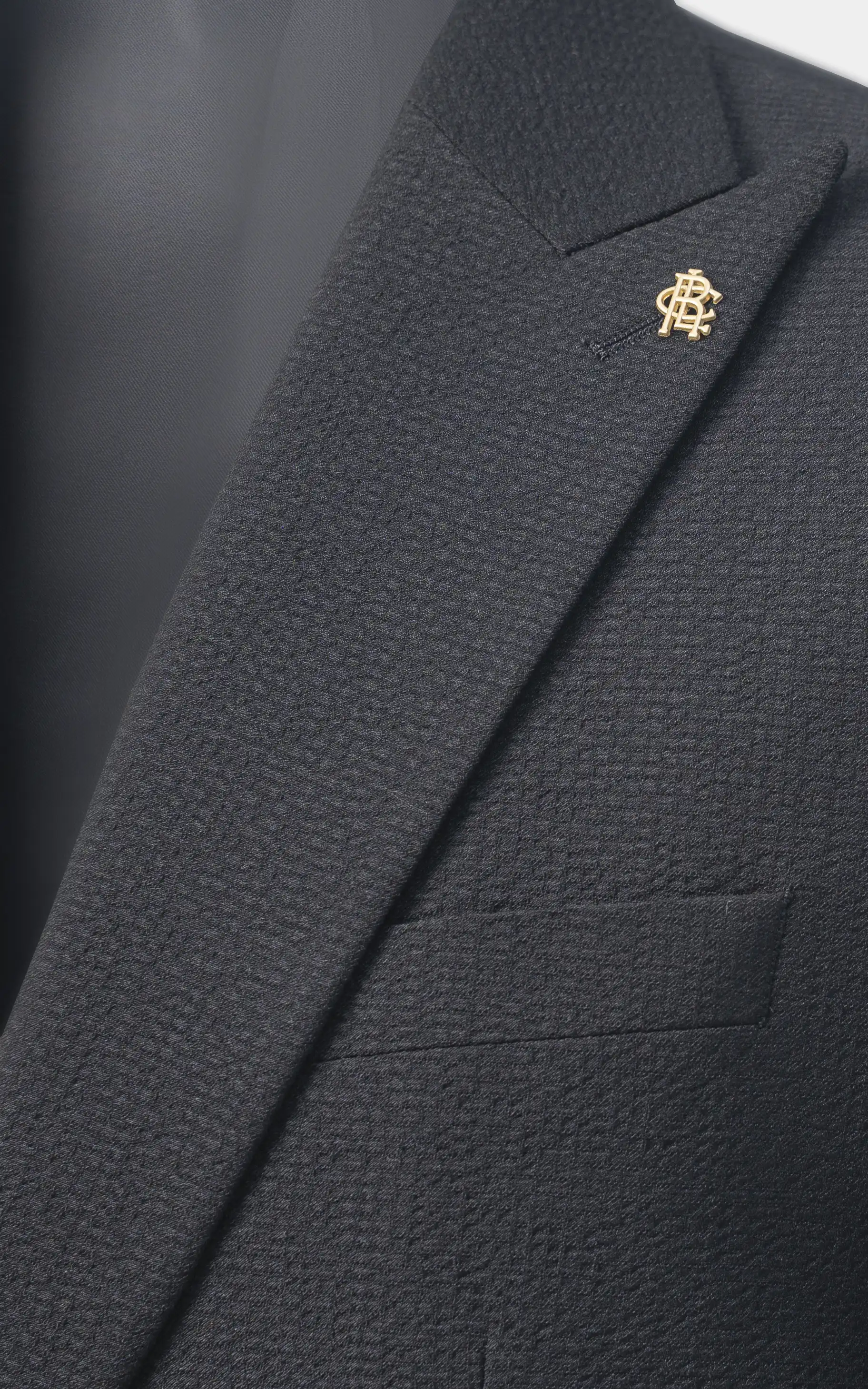 Men’s Seersucker Textured Blazer Black - Image 2