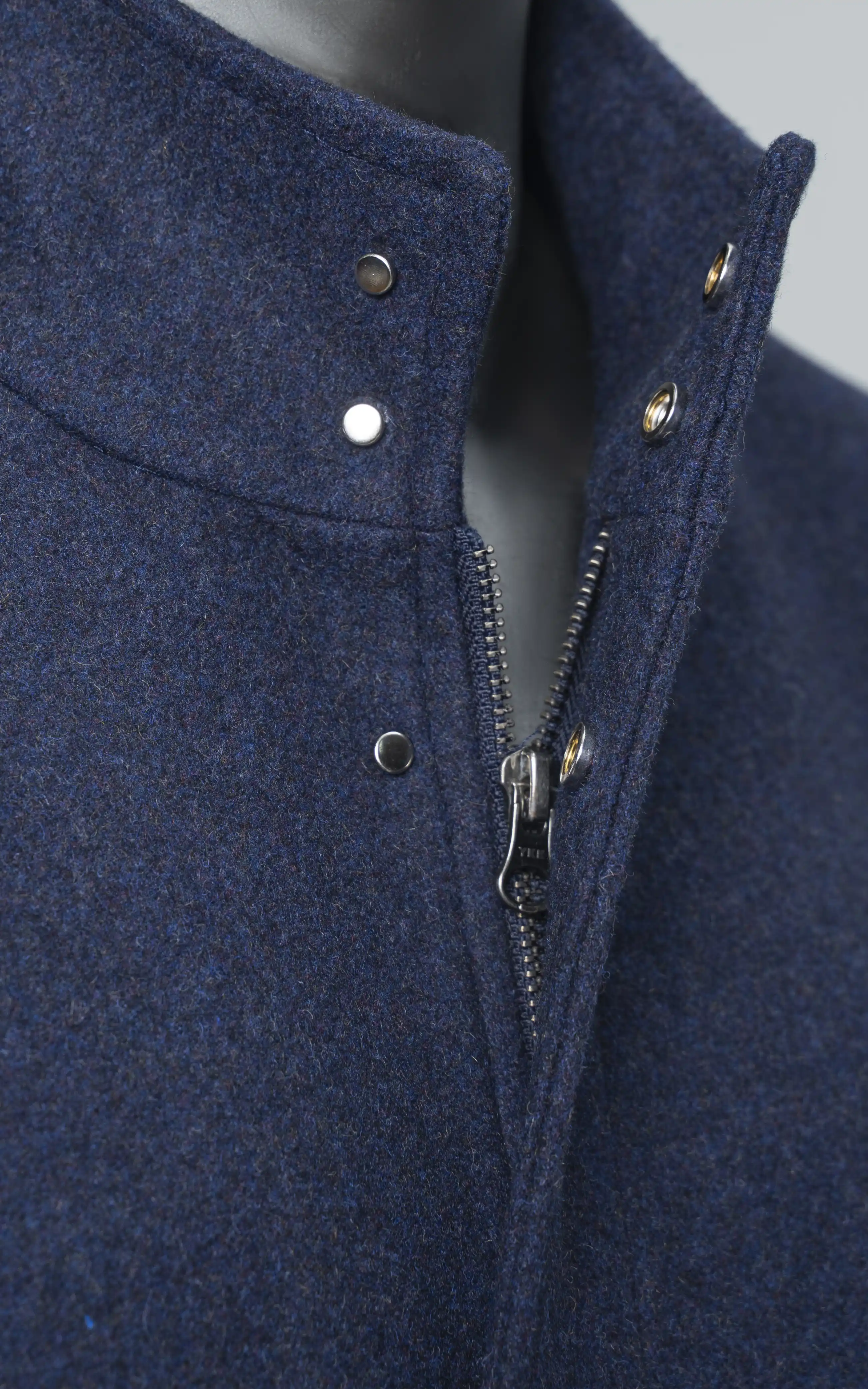 Men’s Stand-Collar Long Coat Blue - Image 2