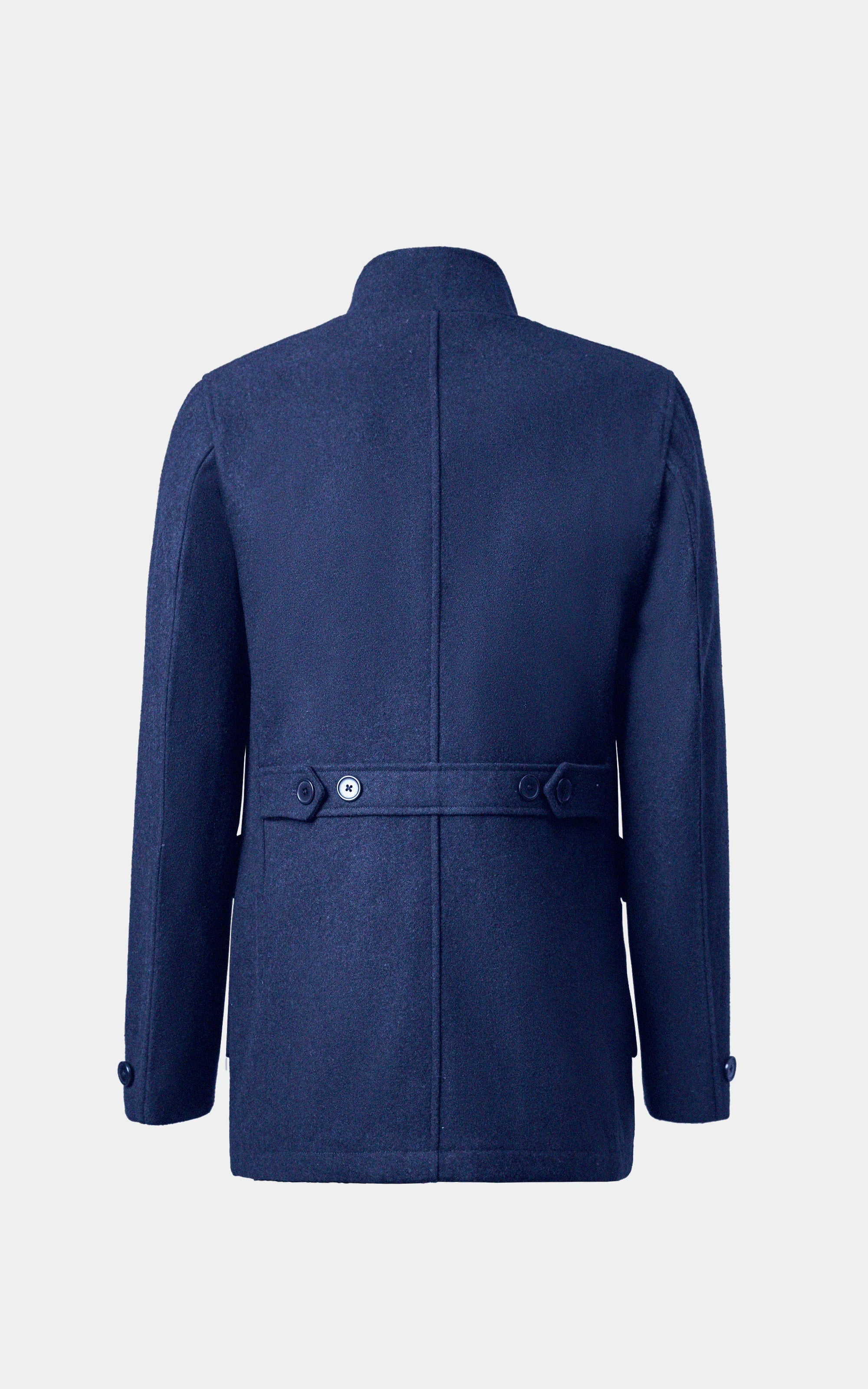 Men’s Stand-Collar Long Coat Blue - Image 7