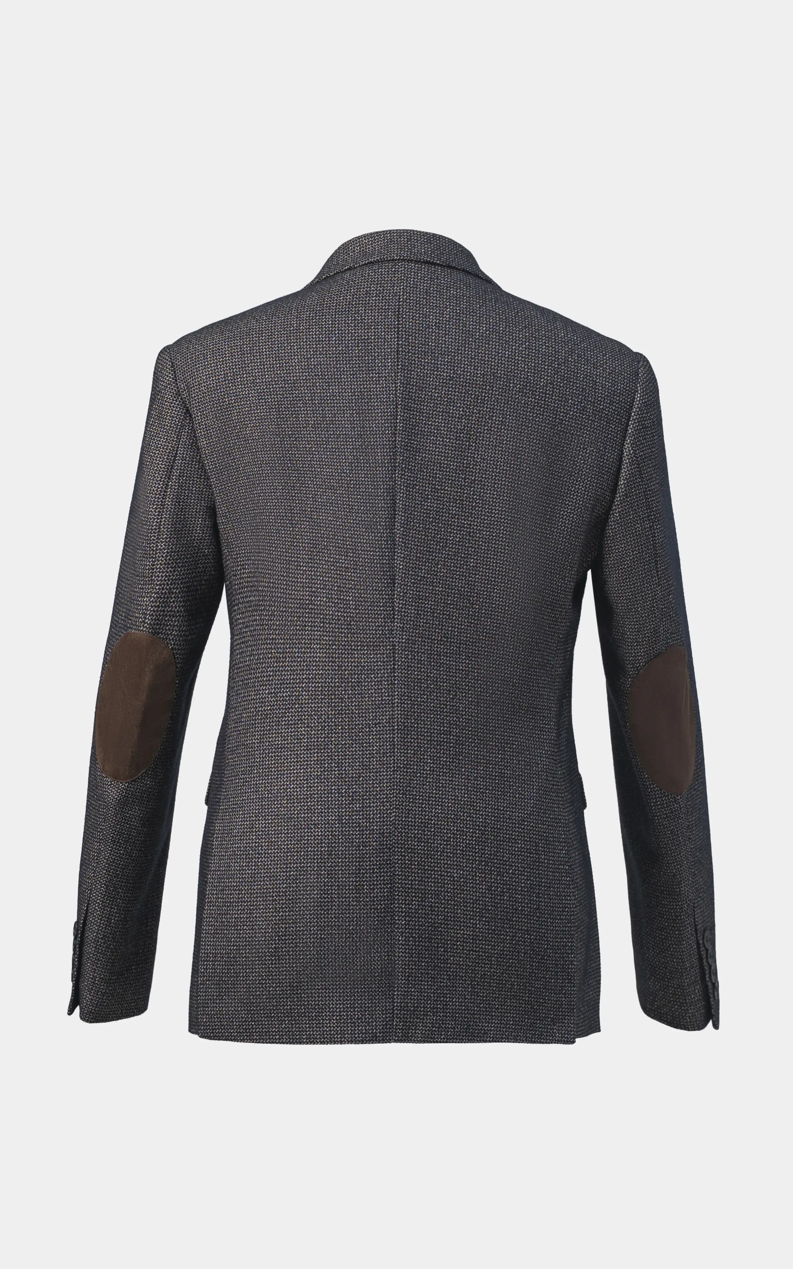 Men’s Textured Blazer with Elbow Patches Brown Black - Image 3