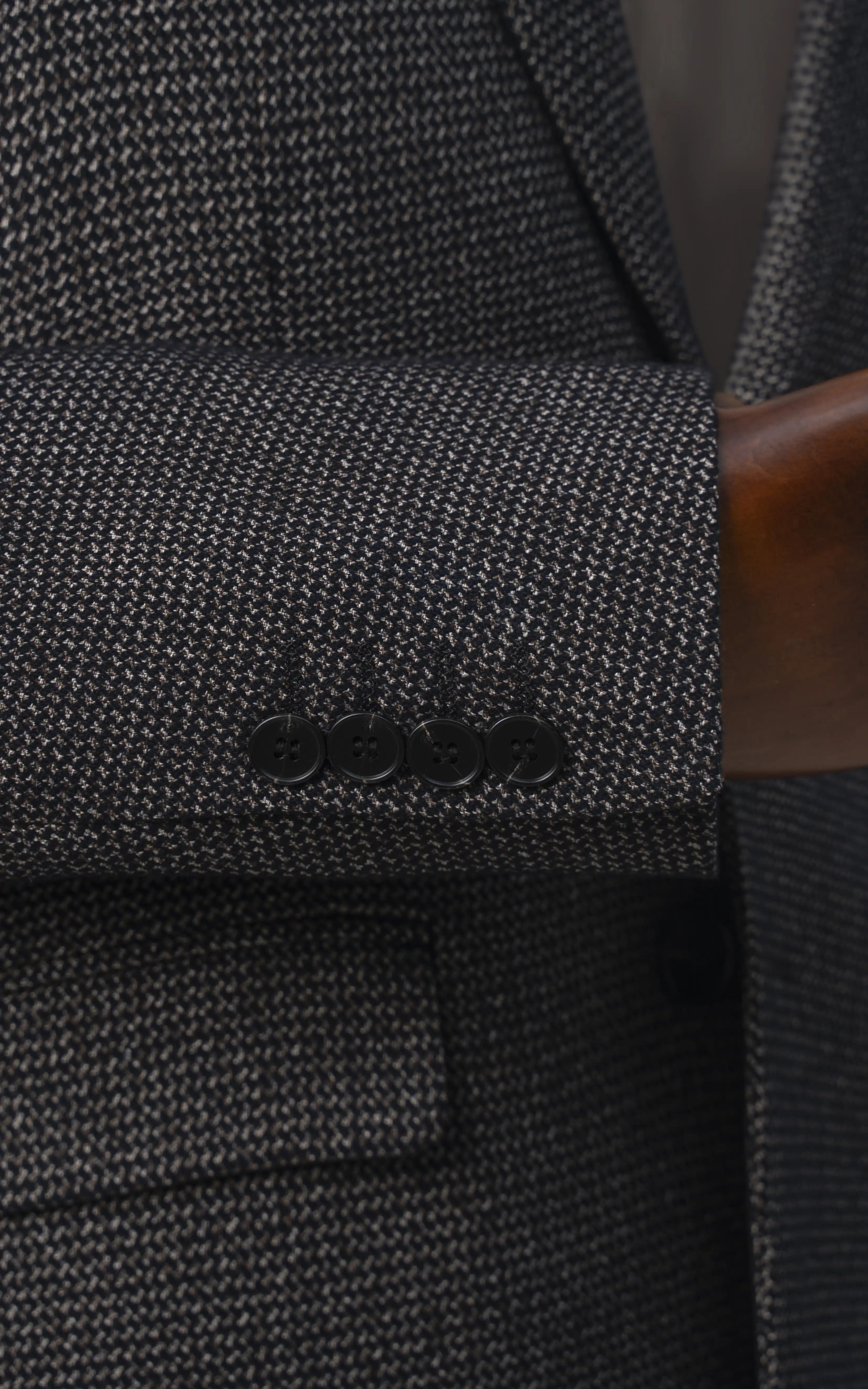 Men’s Textured Blazer with Elbow Patches Brown Black - Image 4