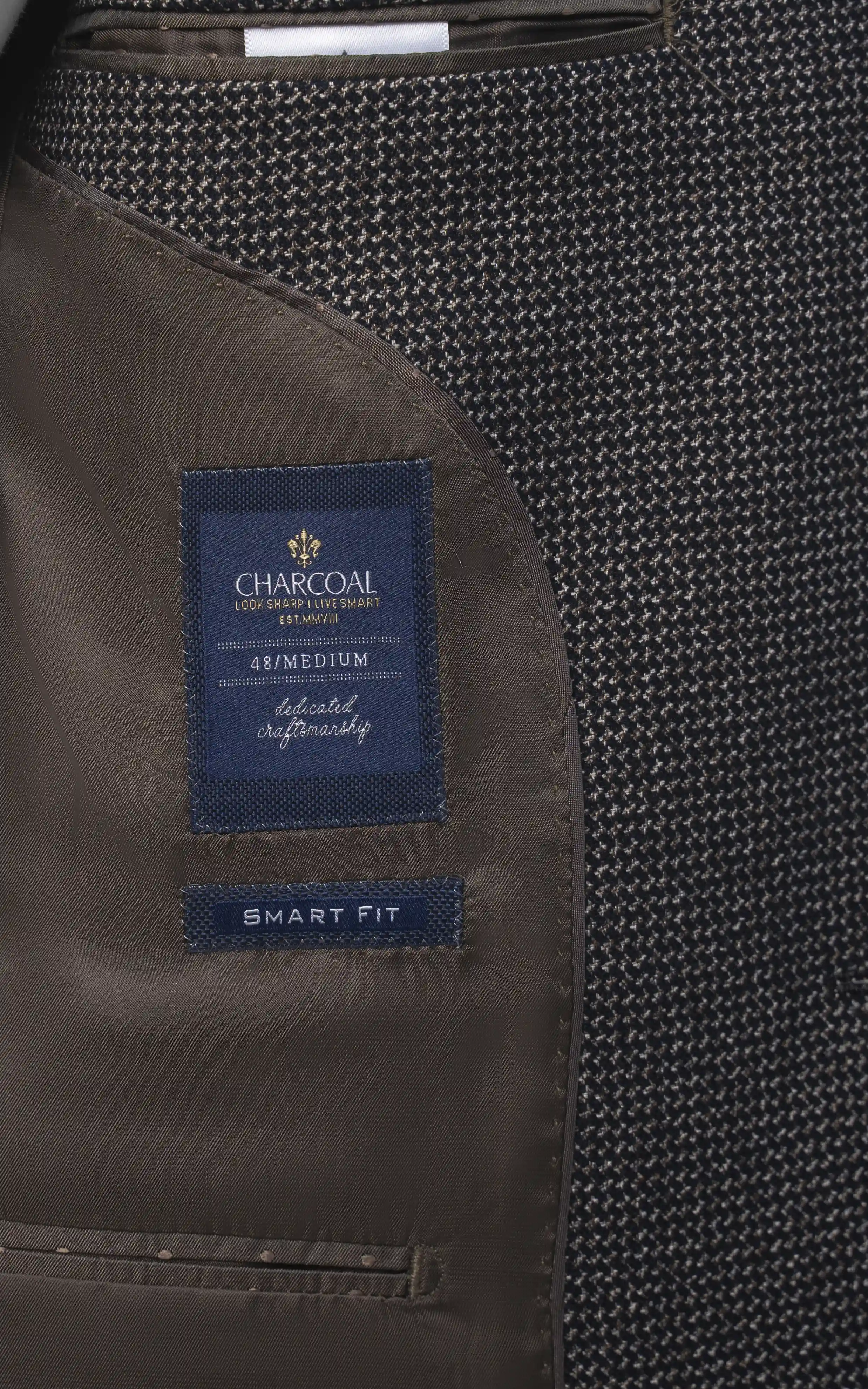 Men’s Textured Blazer with Elbow Patches Brown Black - Image 5
