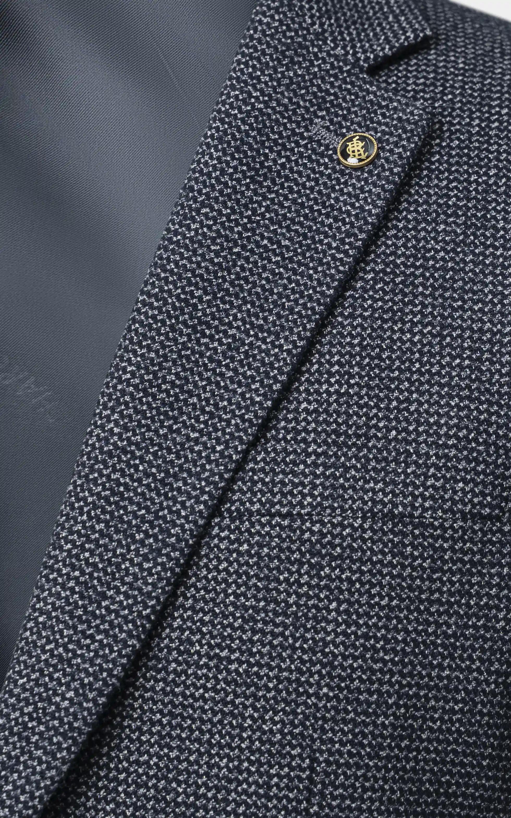 Men’s Textured Blazer with Elbow Patches Grey Black - Image 2