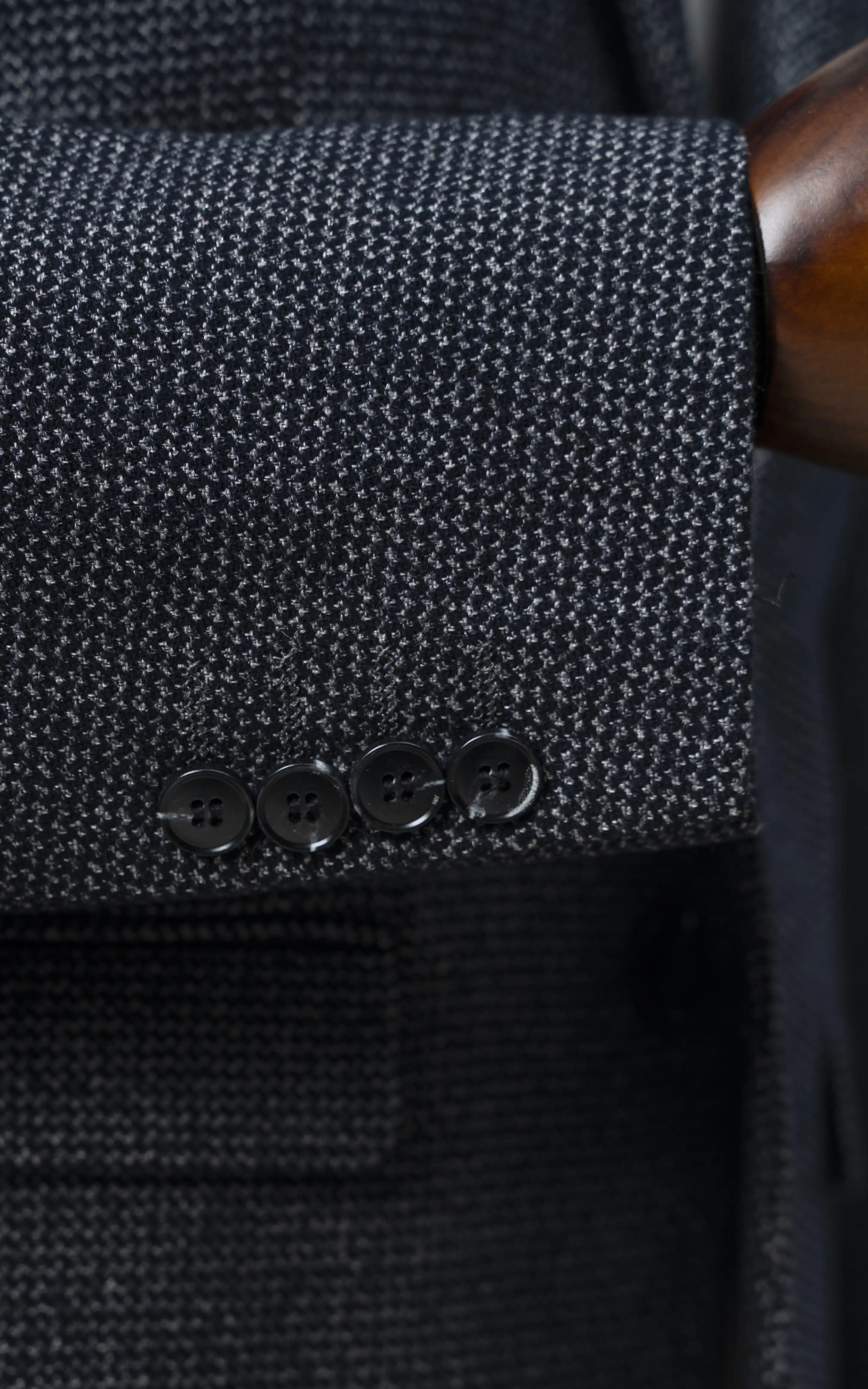 Men’s Textured Blazer with Elbow Patches Grey Black - Image 3