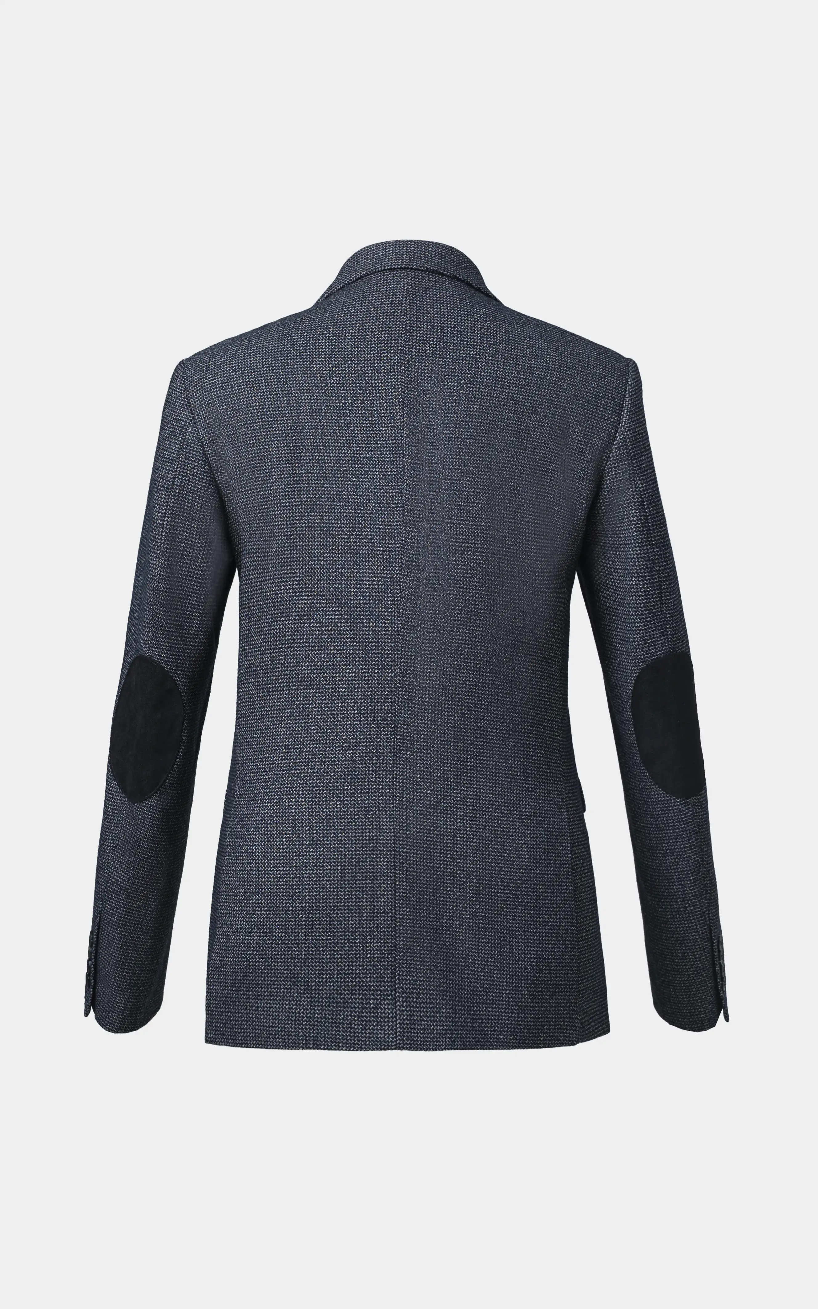 Men’s Textured Blazer with Elbow Patches Grey Black - Image 5