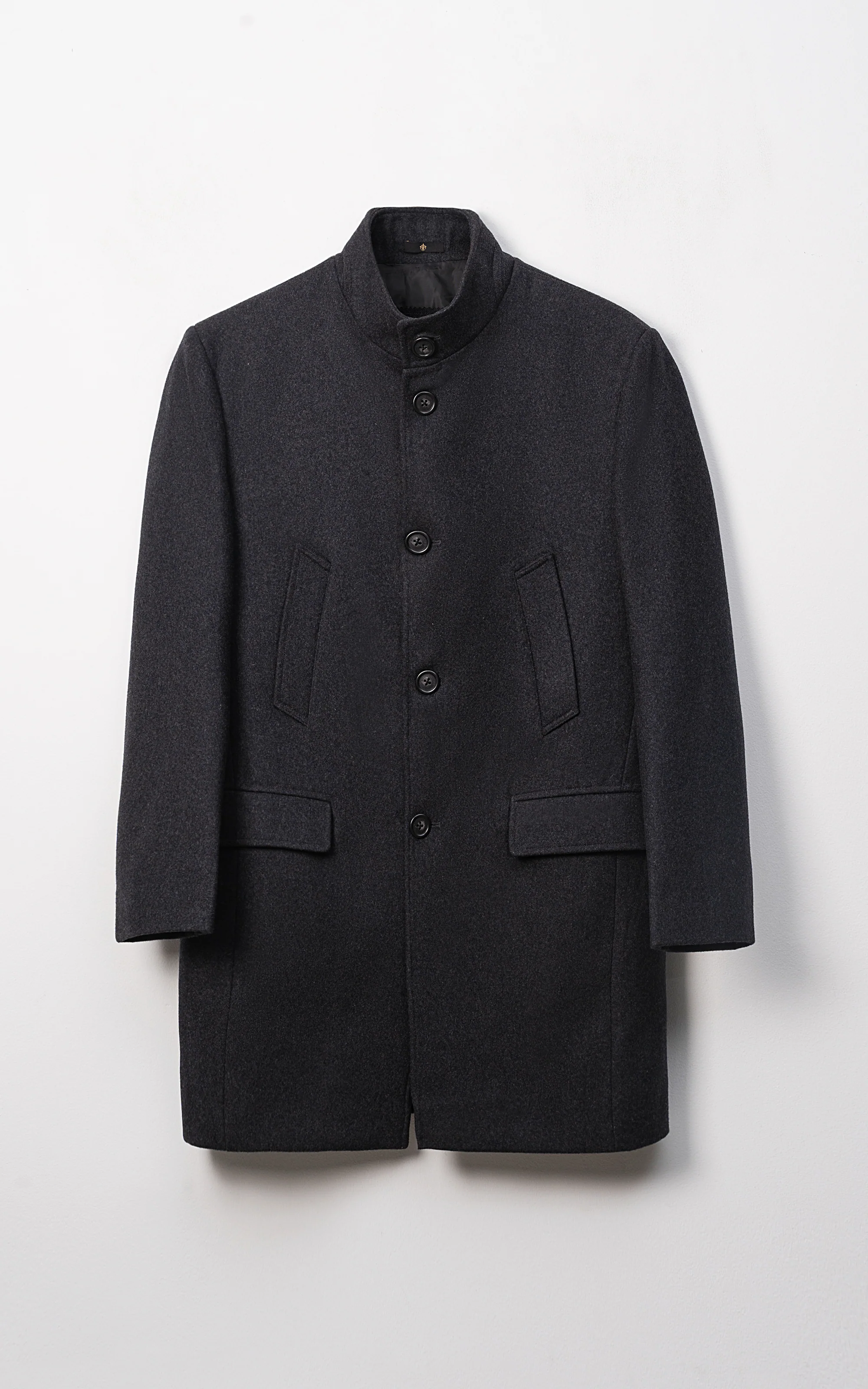 MEN'S LONG WOOL COAT DARK CHARCOAL