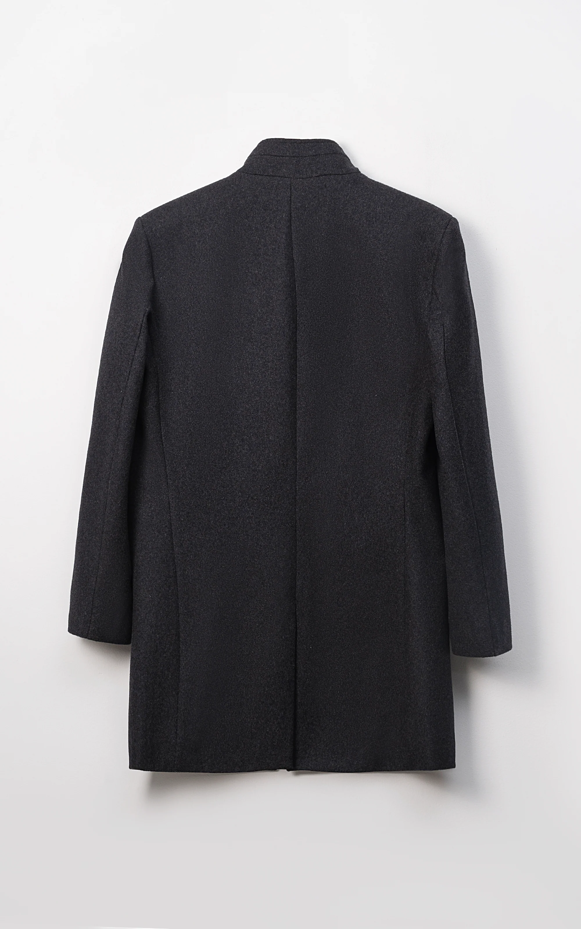 MEN'S LONG WOOL COAT DARK CHARCOAL - Image 3