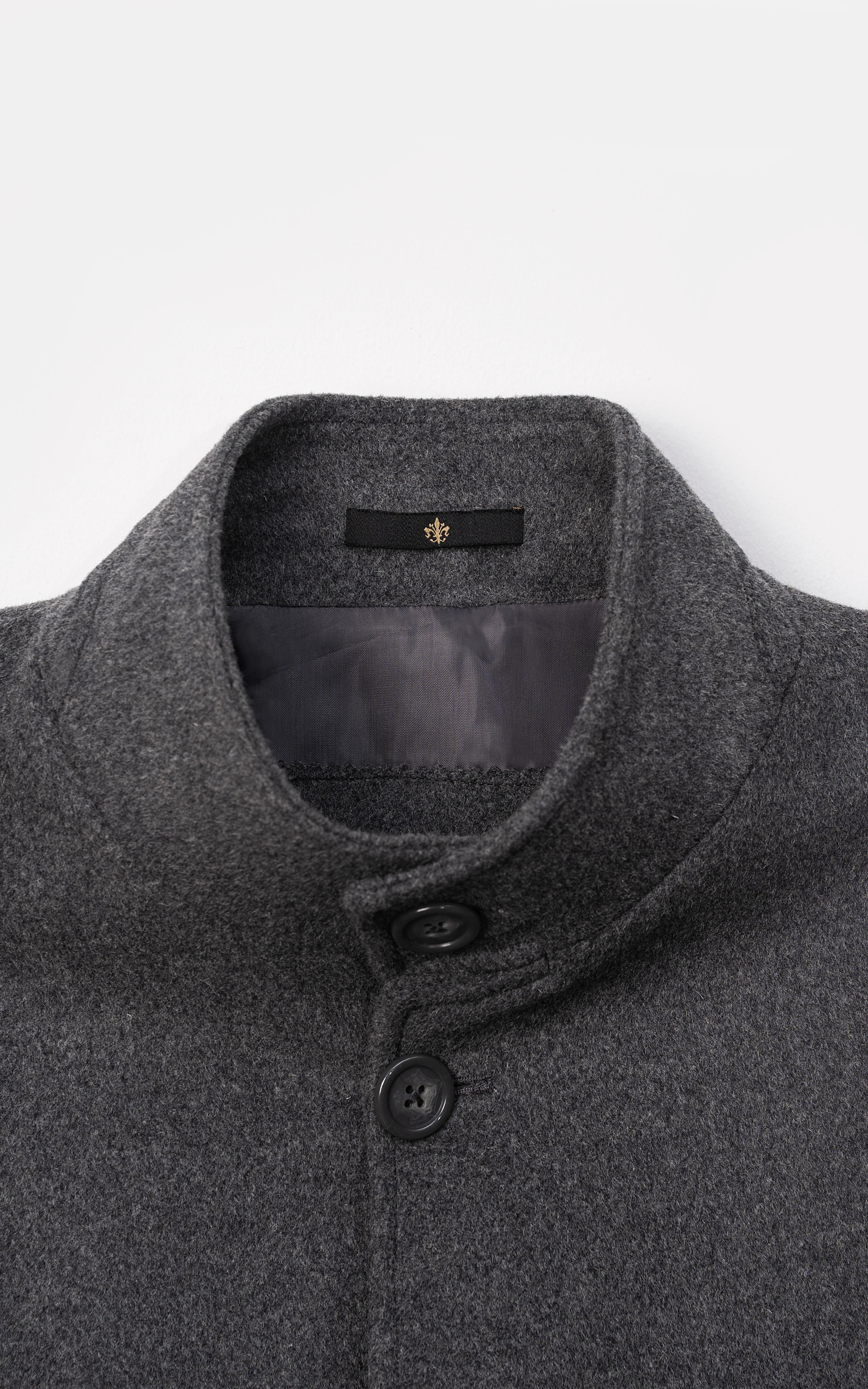 MEN'S LONG WOOL COAT DARK GREY - Image 2