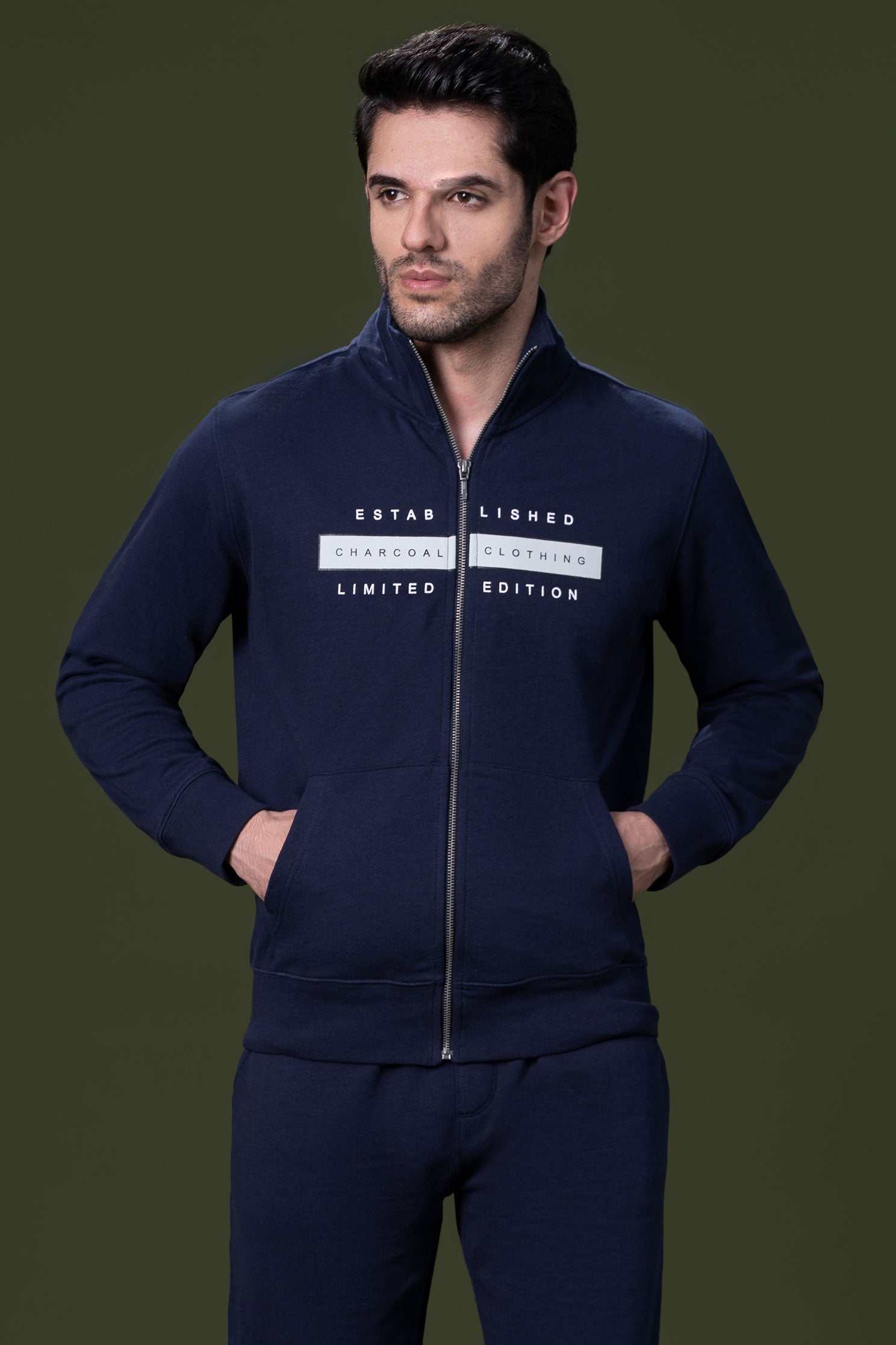MOCK NECK JACKET NAVY