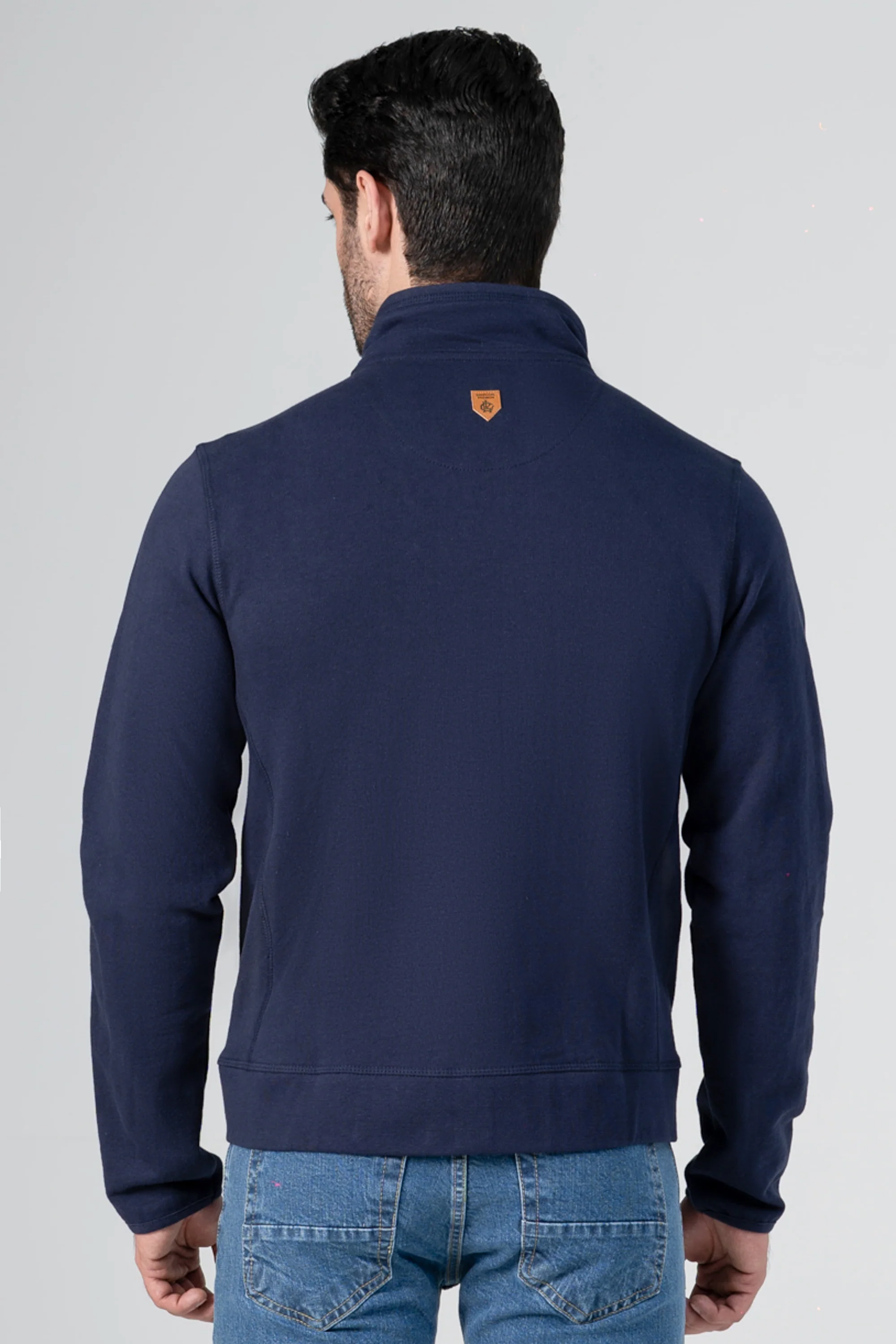 MOCK NECK KNITTED JACKET NAVY - Image 5