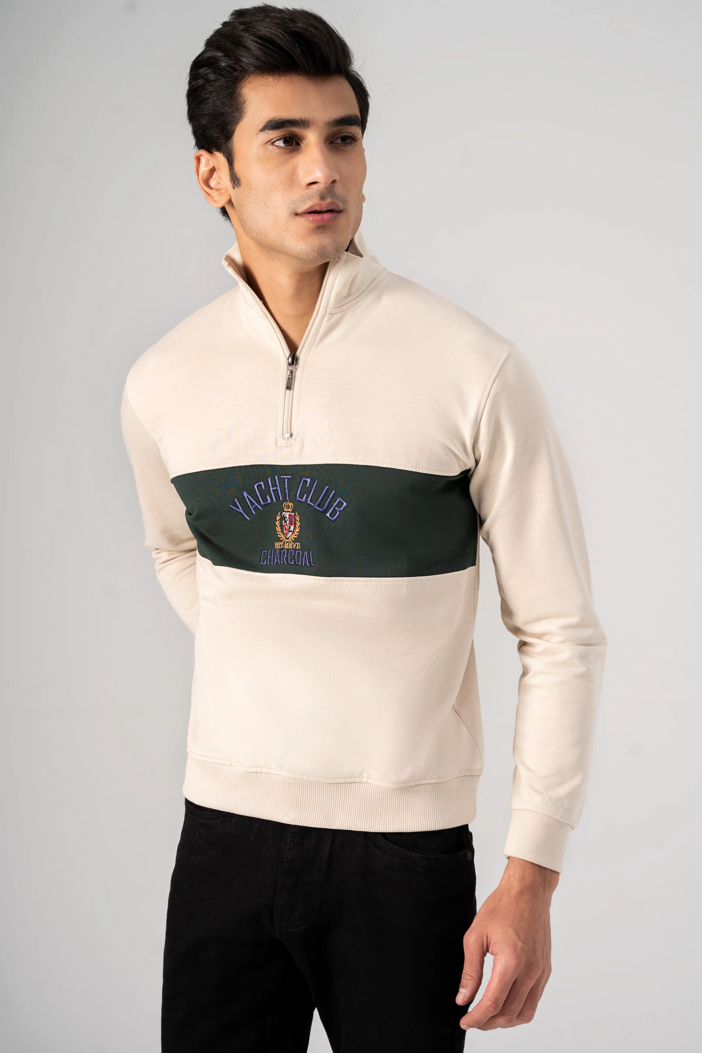 MOCK NECK SWEAT SHIRT BEIGE - Image 2