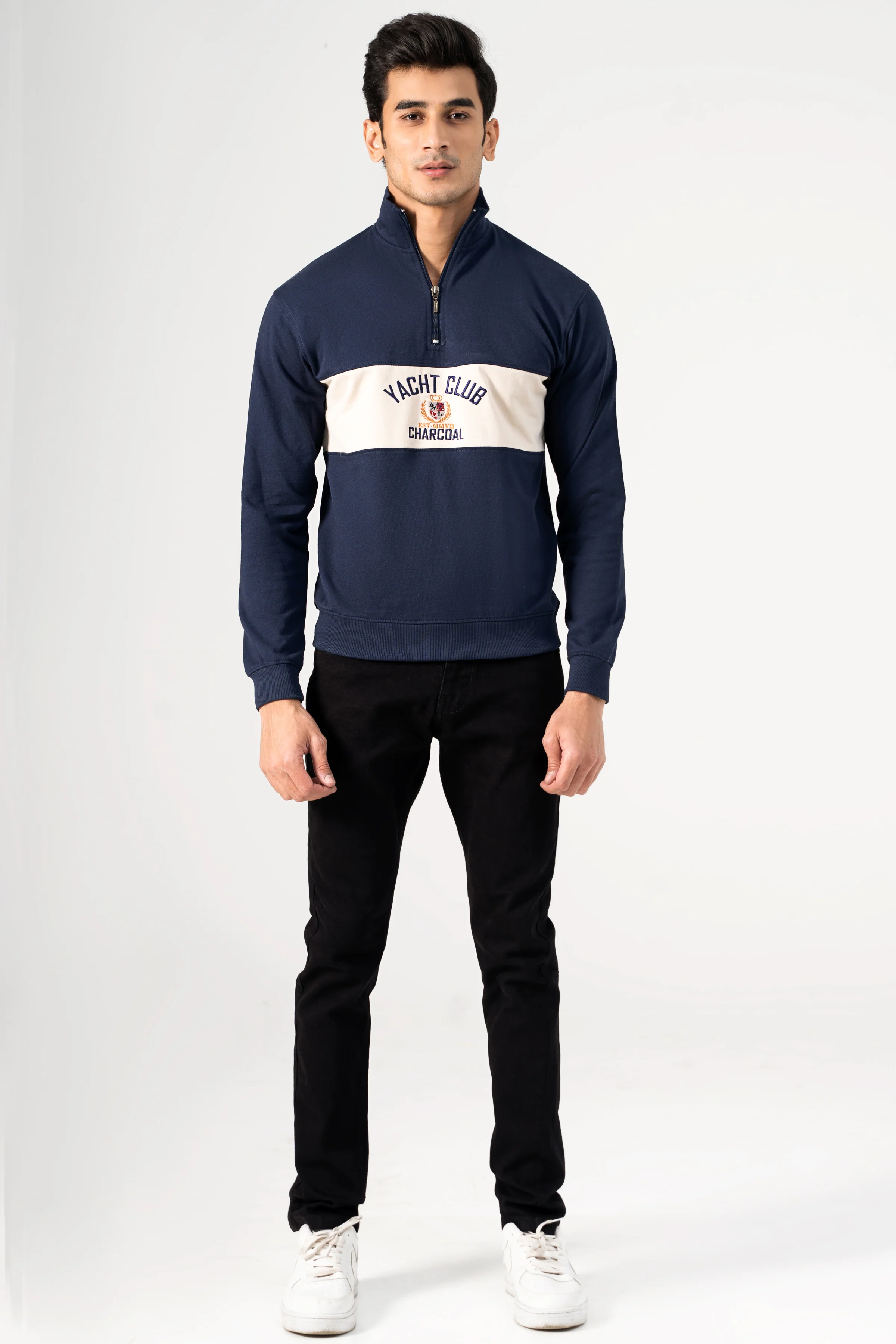 MOCK NECK SWEAT SHIRT NAVY