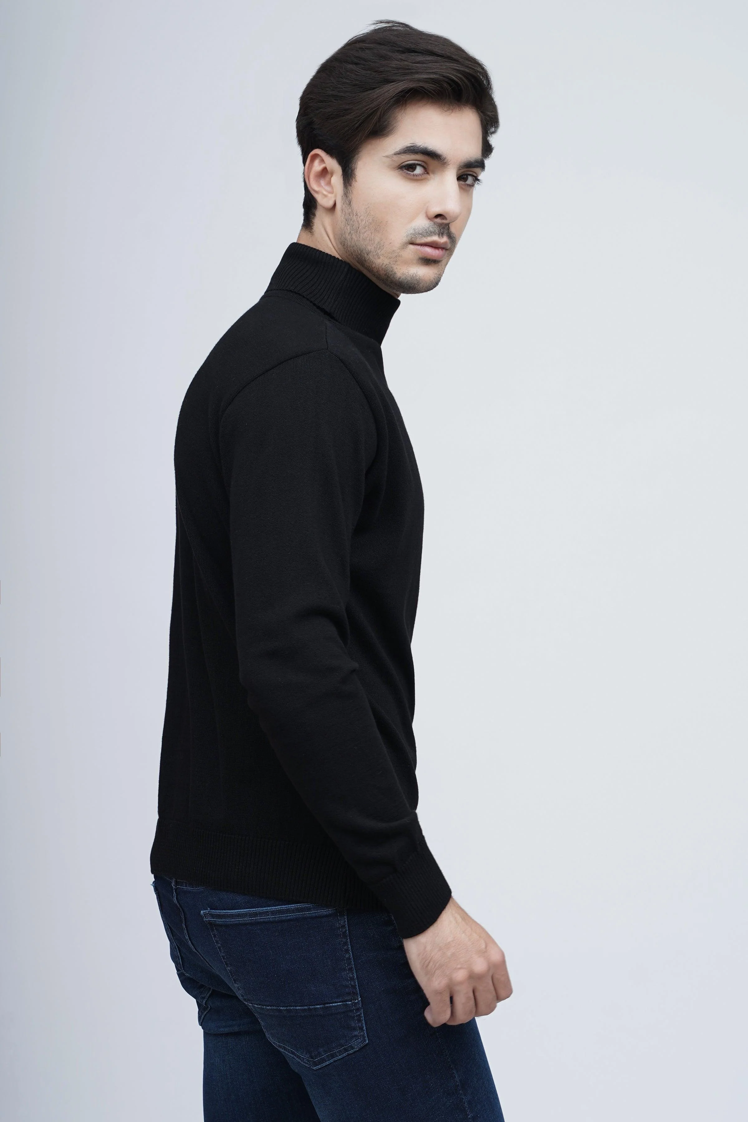 HIGH NECK SWEATER F/S BLACK - Image 4