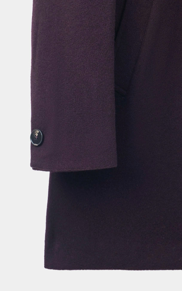NOTCH LAPEL SMART FIT LONG COAT BURGUNDY - Image 3