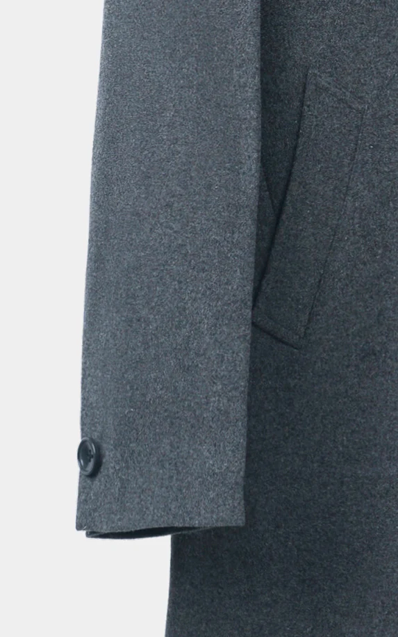 NOTCH LAPEL SMART FIT LONG COAT CHARCOAL - Image 3