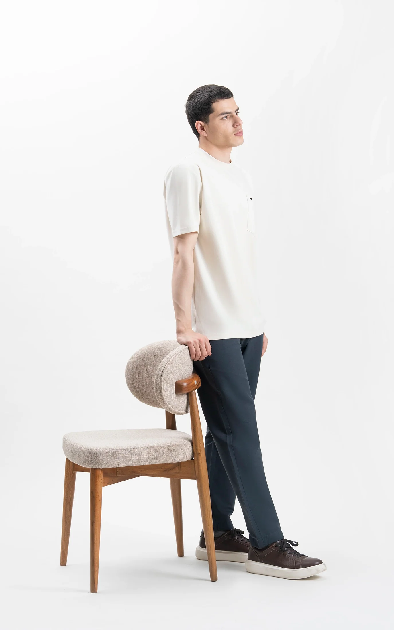 OVERSIZE FIT CREW NECK T-SHIRT BEIGE - Image 3