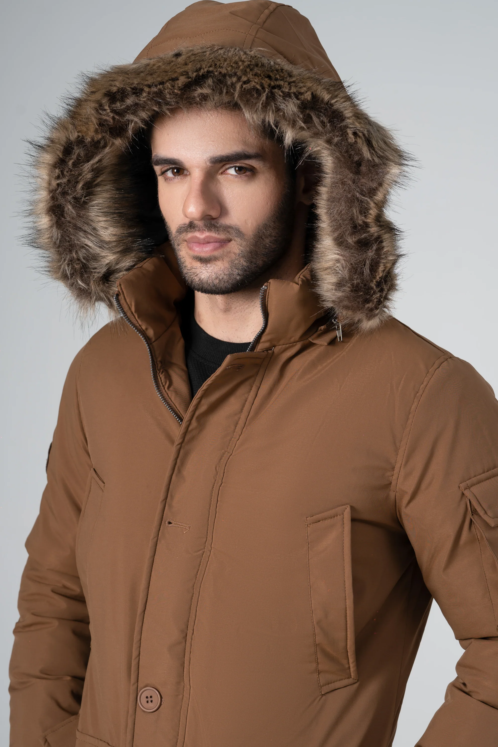 PARKA FAUX FUR JACKET BROWN - Image 5