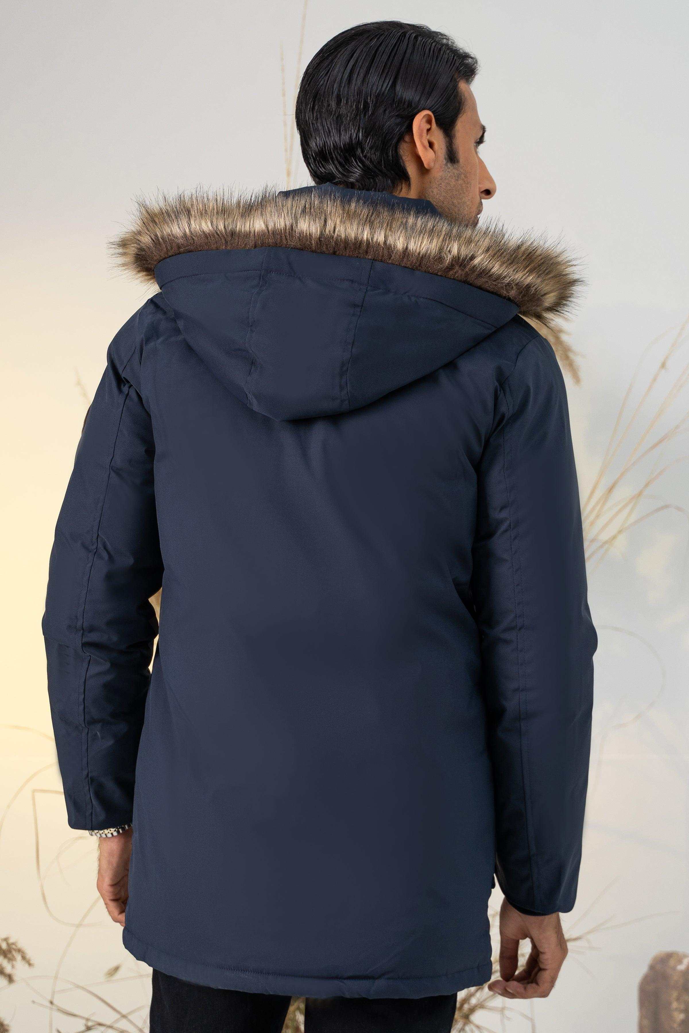 PARKA JACKET WITH FUR HOOD NAVY - Image 2