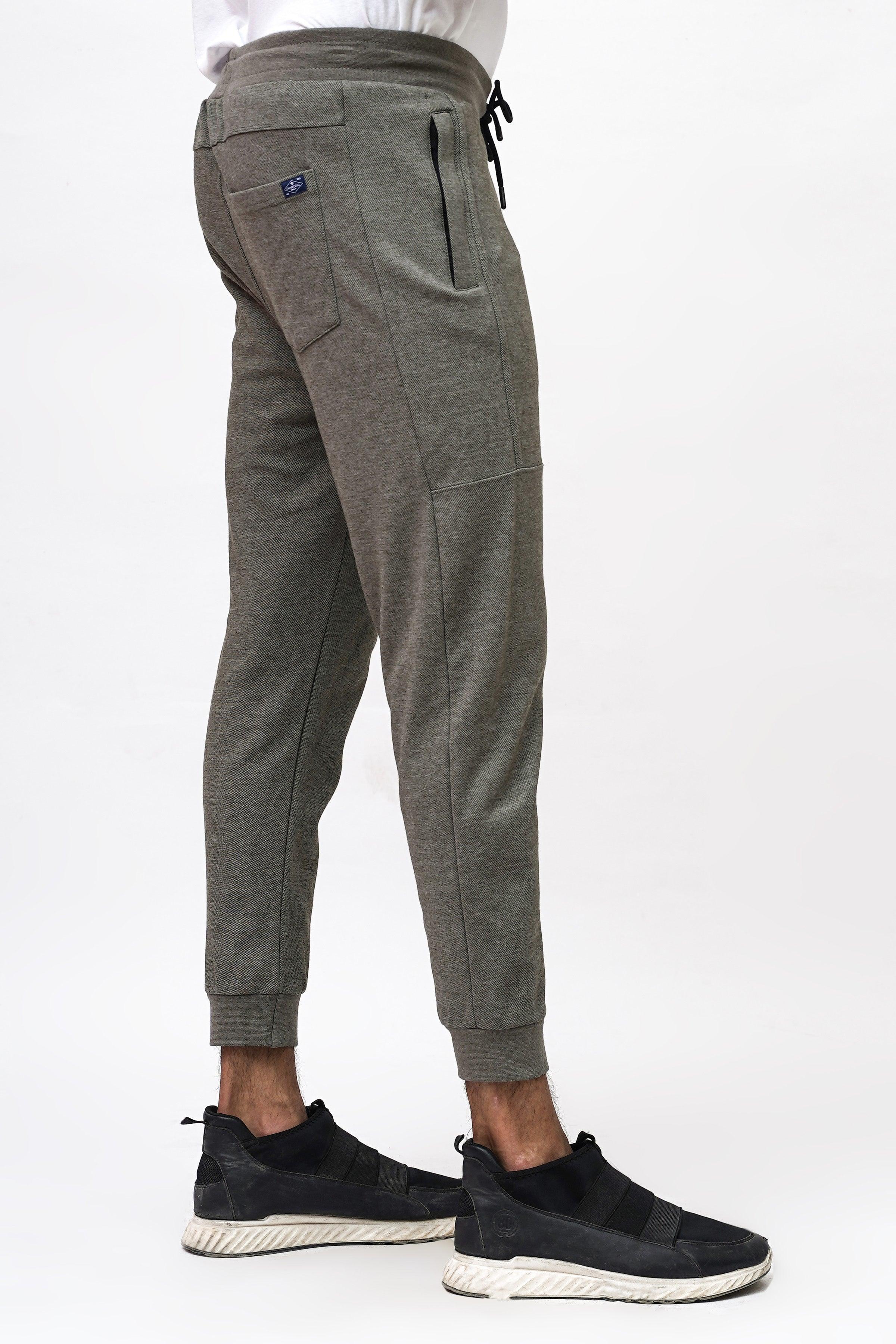 PIQUE INTERLOCK SLIMFIT OLIVE MELANGE TROUSER - Image 2