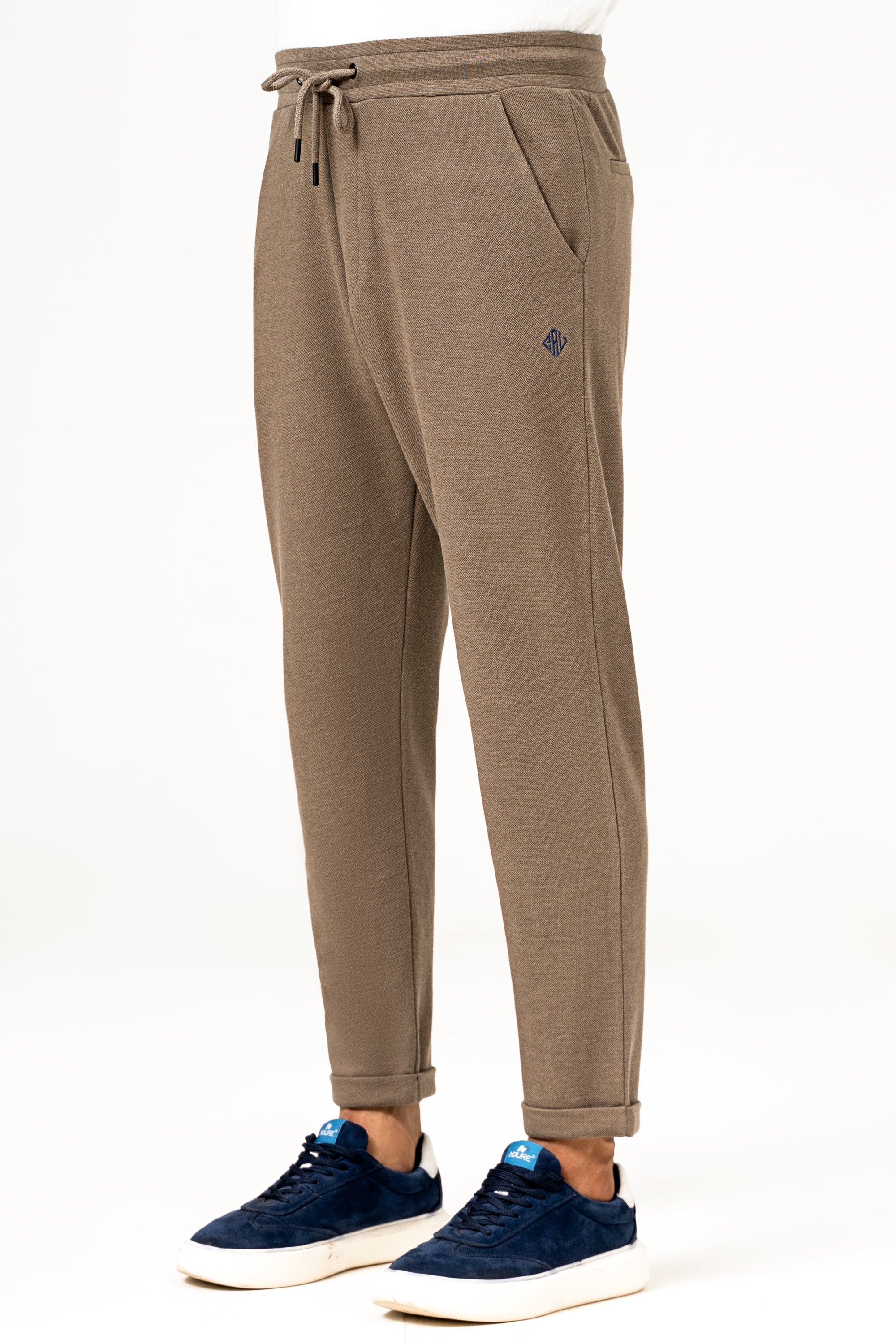 PIQUE JOGGER WAIST TROUSER KHAKI - Image 3