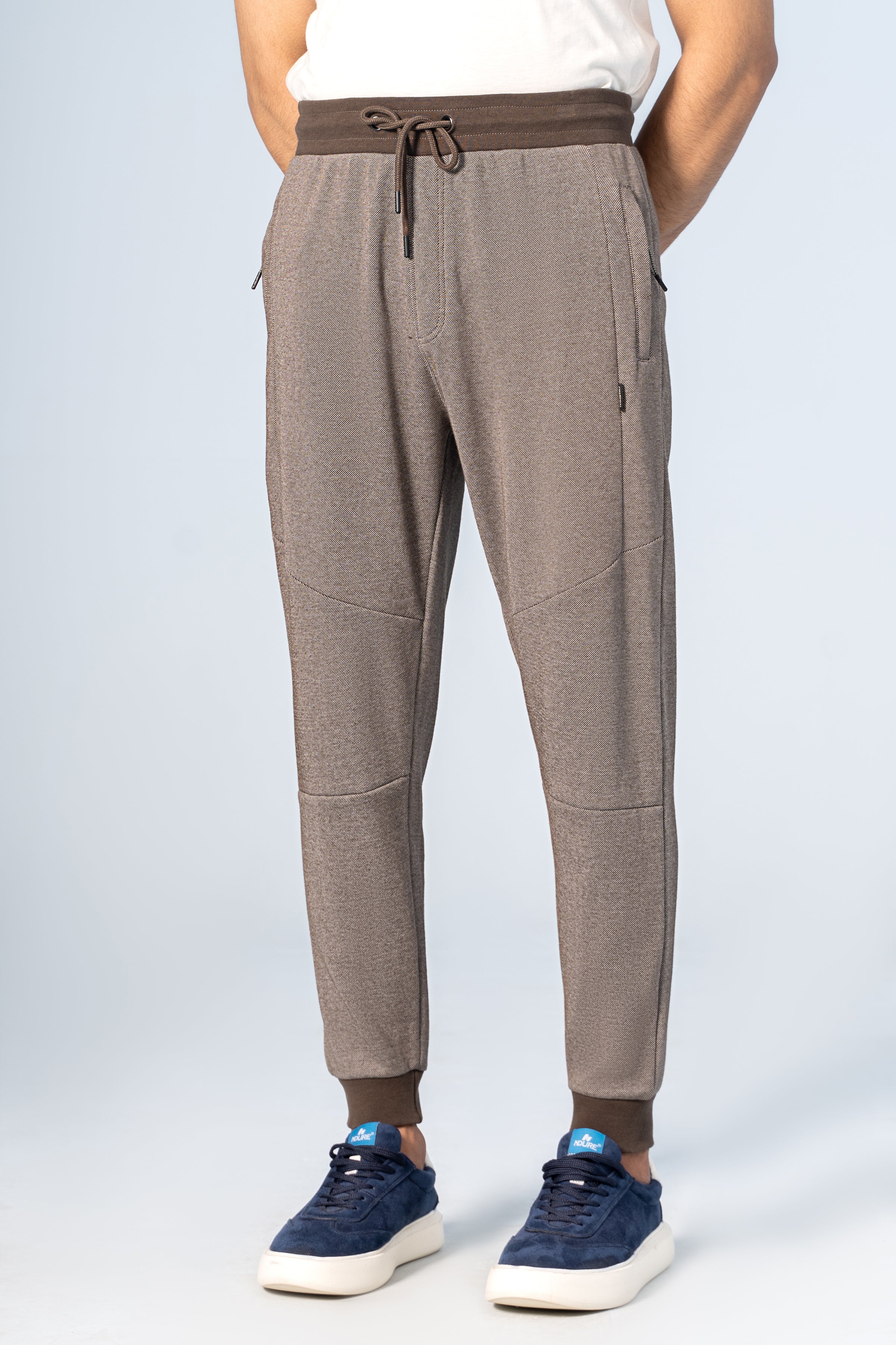 PIQUE MELANGE JOGGER TROUSER DARK OLIVE - Image 2