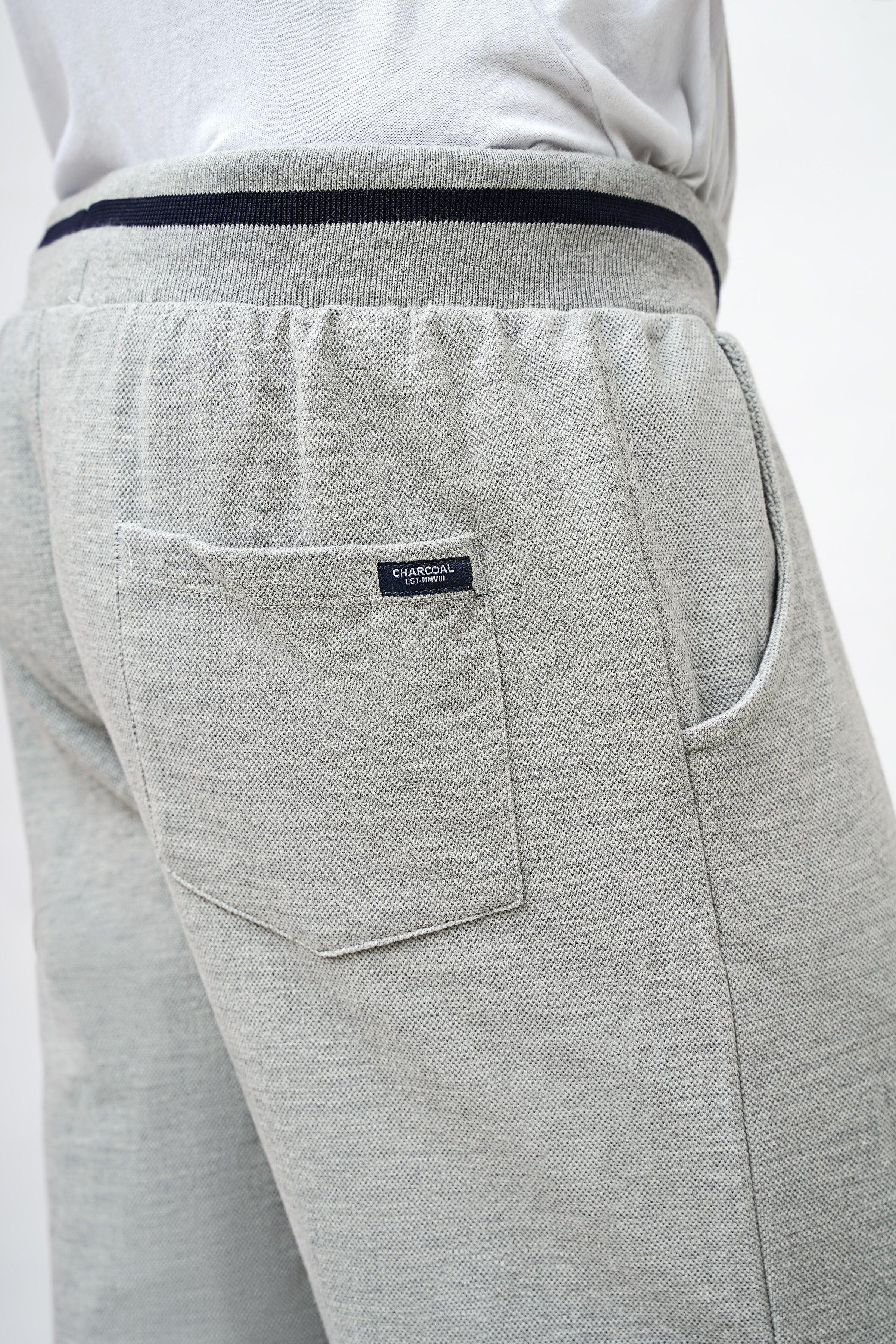 PIQUE REGULAR FIT GREY MELANGE SHORTS - Image 4