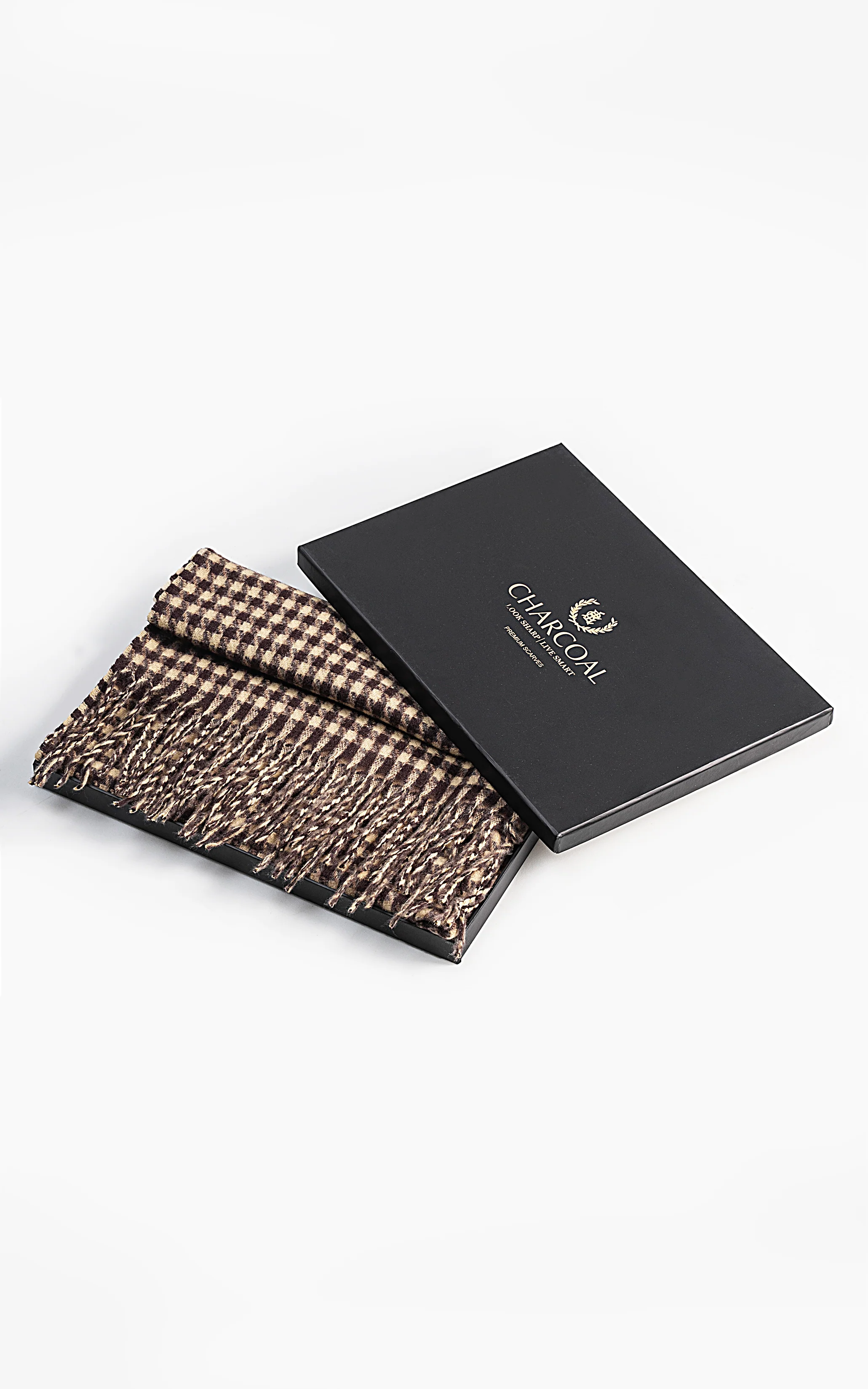 Houndstooth wool blended scarf - Image 2