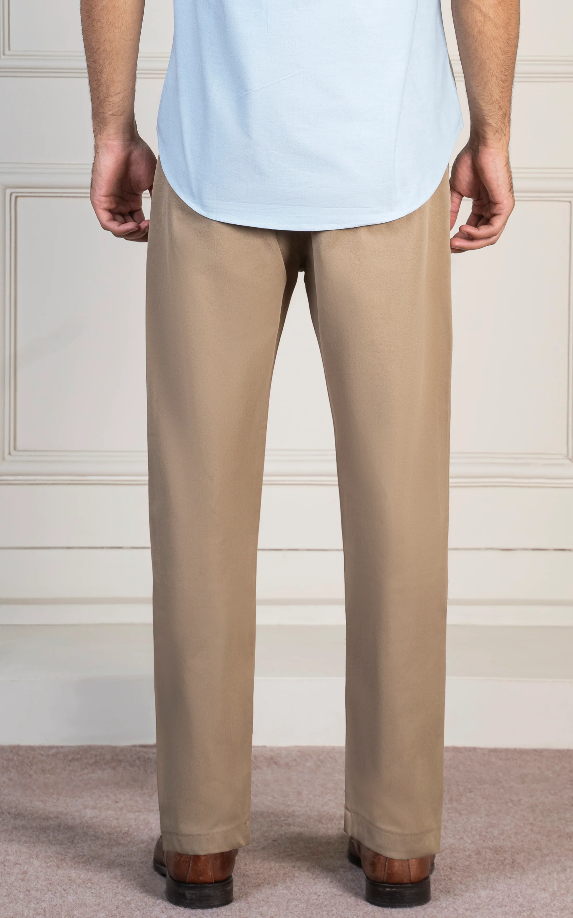 PLAIN REGULAR TAPERED  BI-STRETCH PANT KHAKI - Image 3