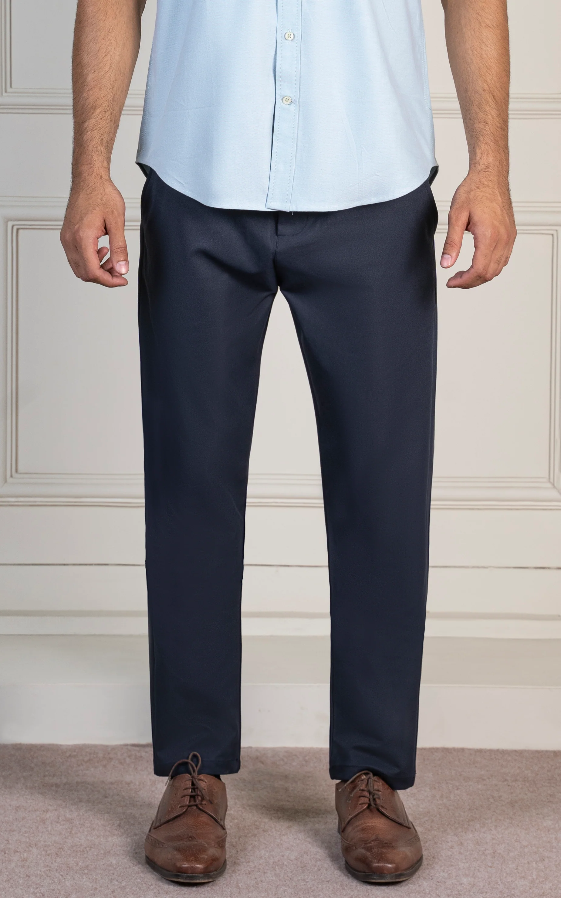 PLAIN REGULAR TAPERED  BI-STRETCH PANT NAVY - Image 2