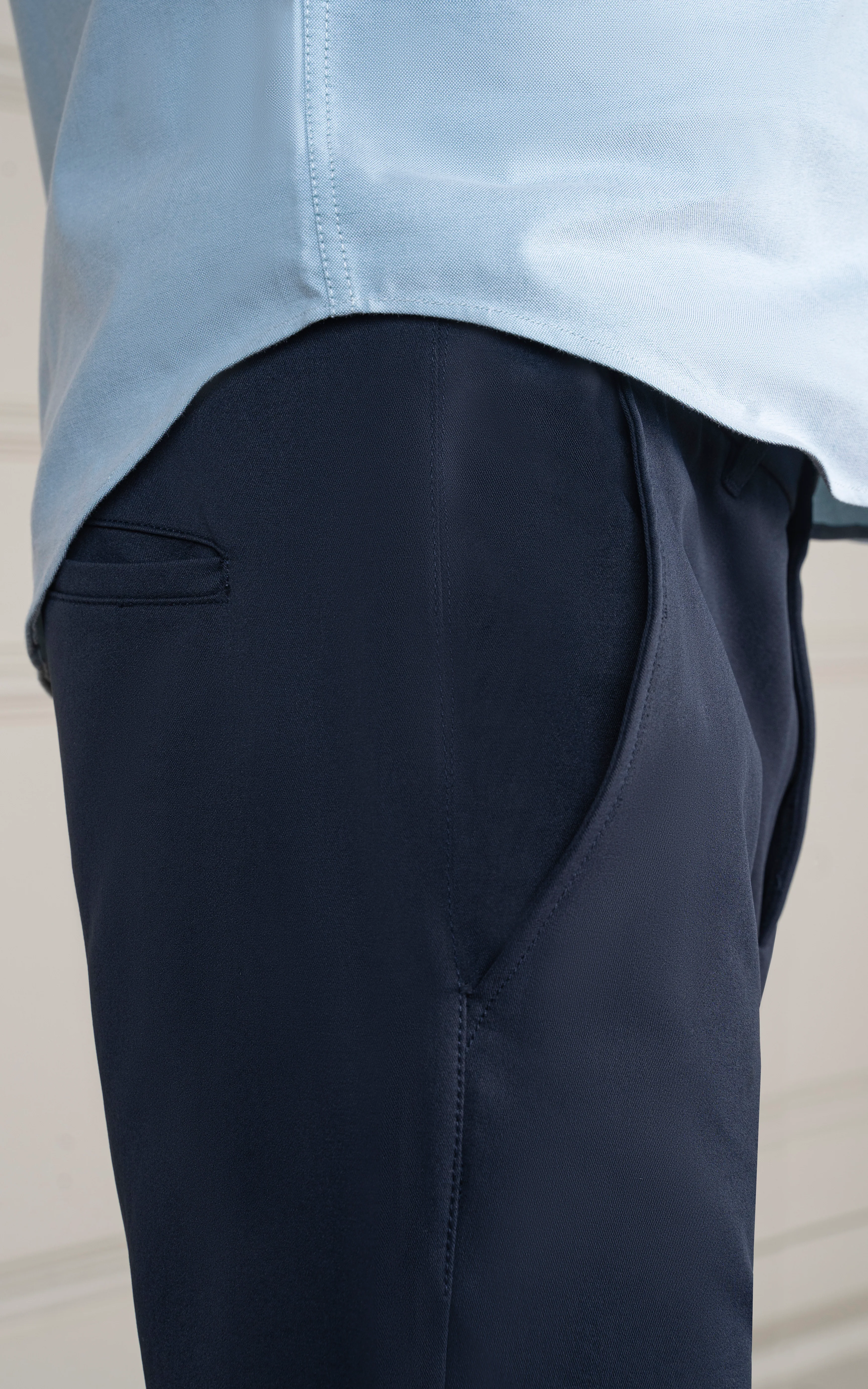 PLAIN REGULAR TAPERED  BI-STRETCH PANT NAVY - Image 5