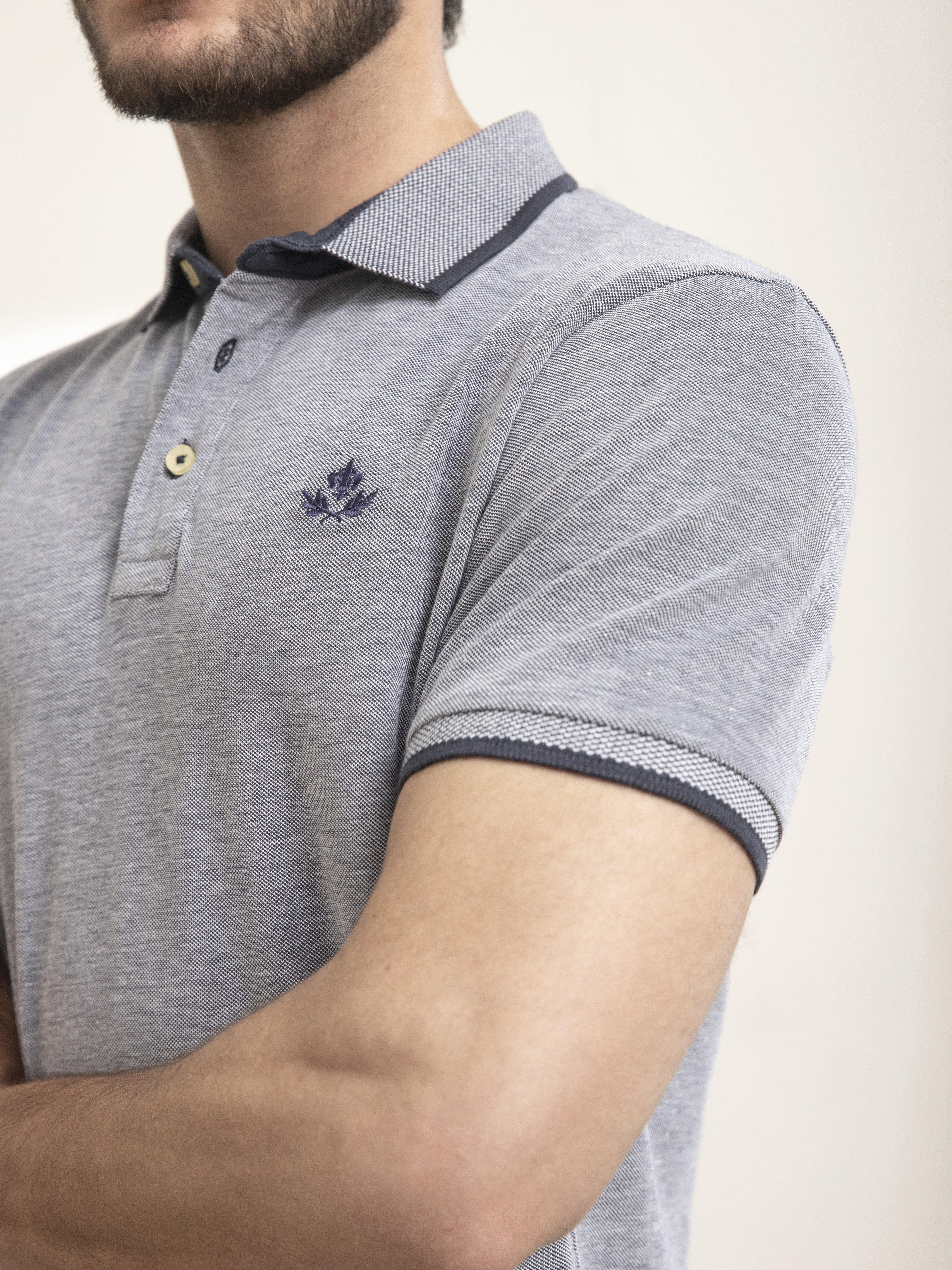 POLO SHIRT BIRD EYE NAVY - Image 3
