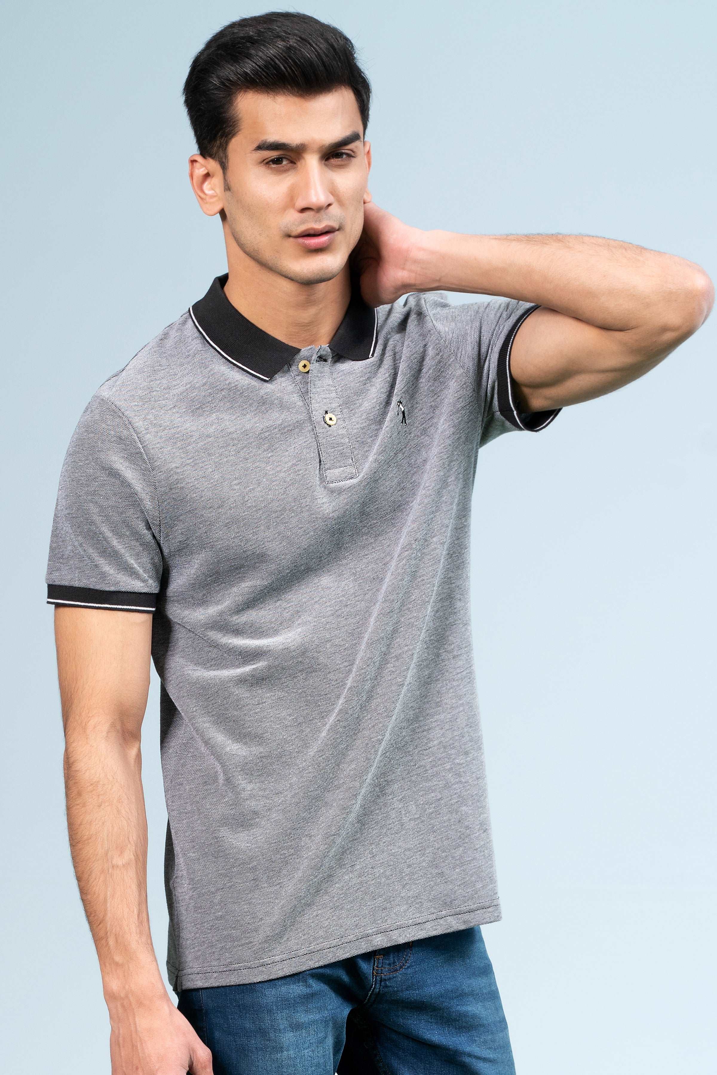 BIRD EYE POLO BLACK - Image 2