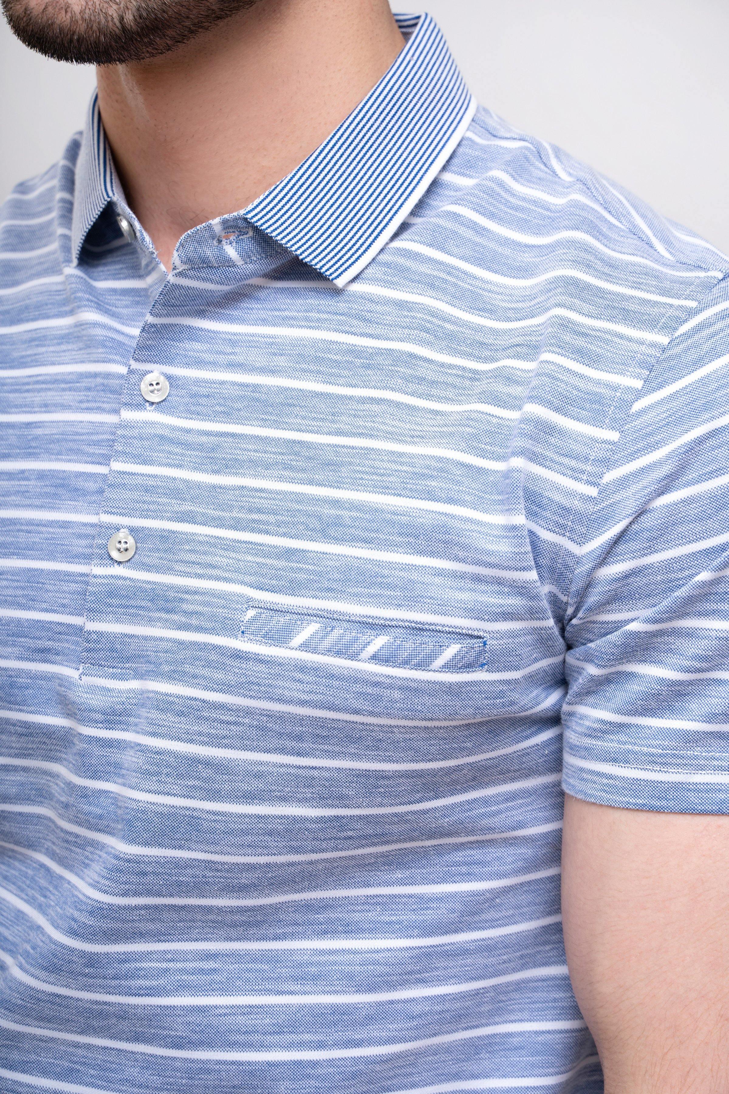 POLO SHIRT BLUE WHITE LINE - Image 2