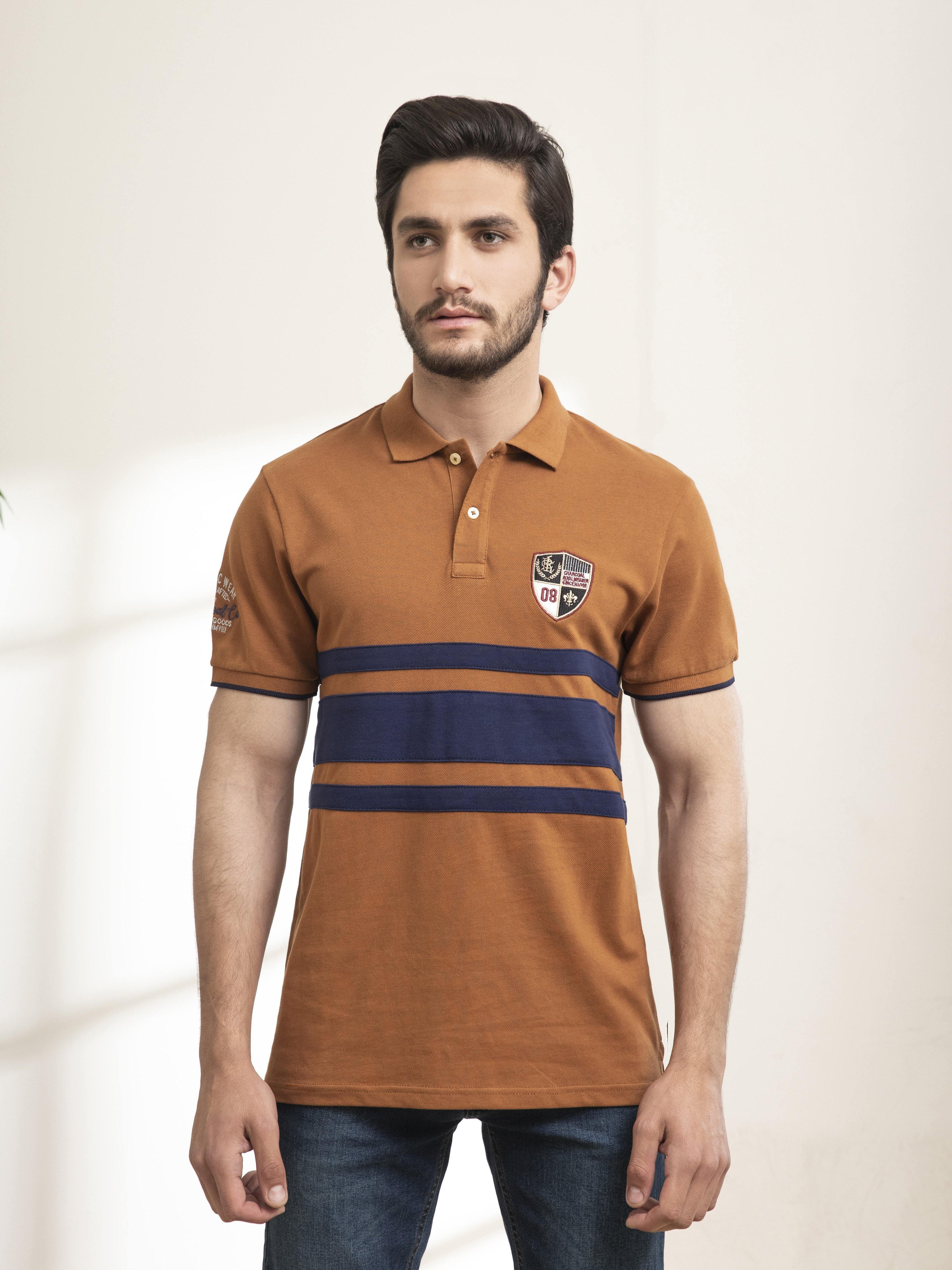 POLO SHIRT CHEST PANNEL CAMEL - Image 2