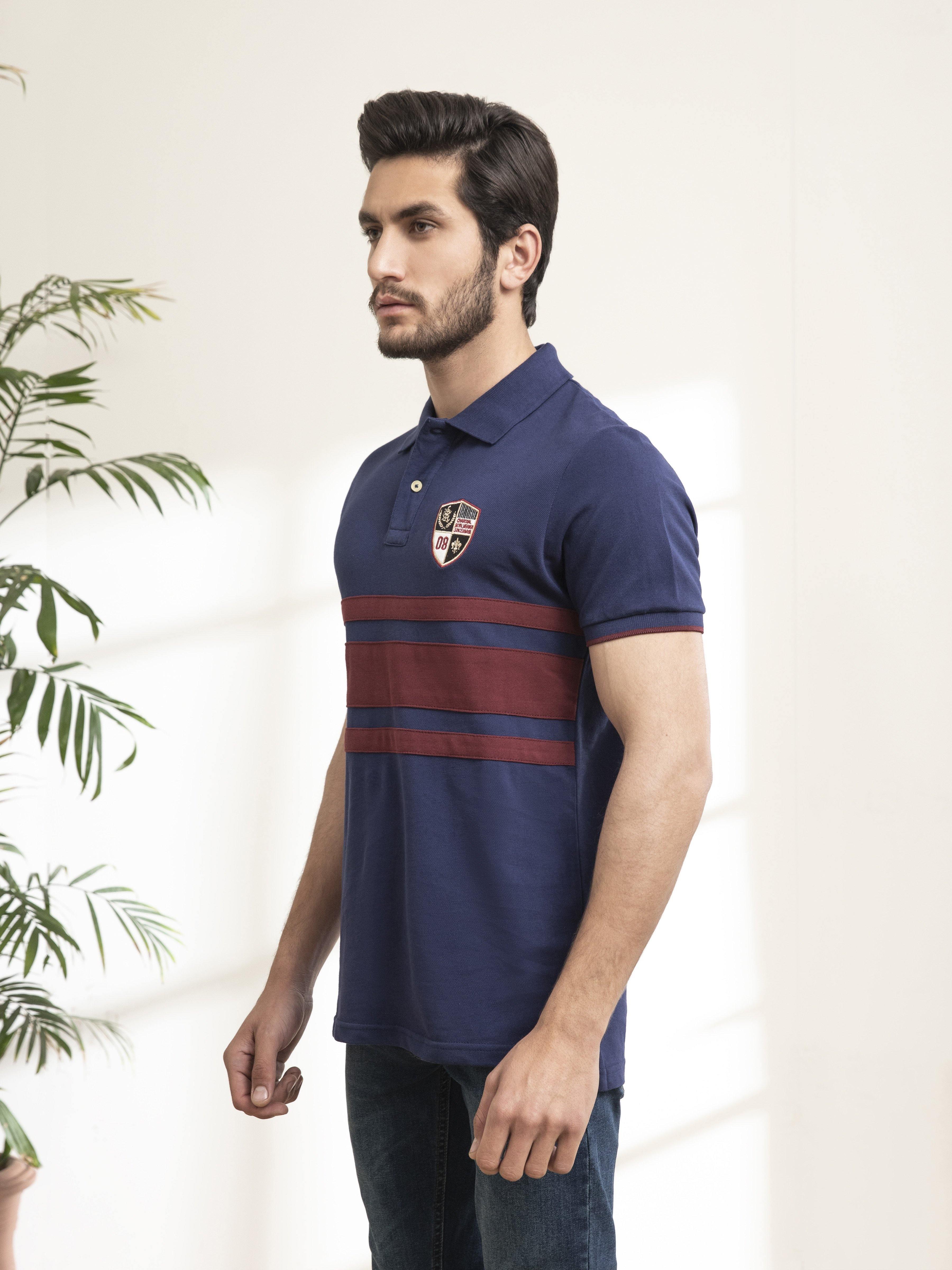 POLO SHIRT CHEST PANNEL NAVY - Image 3