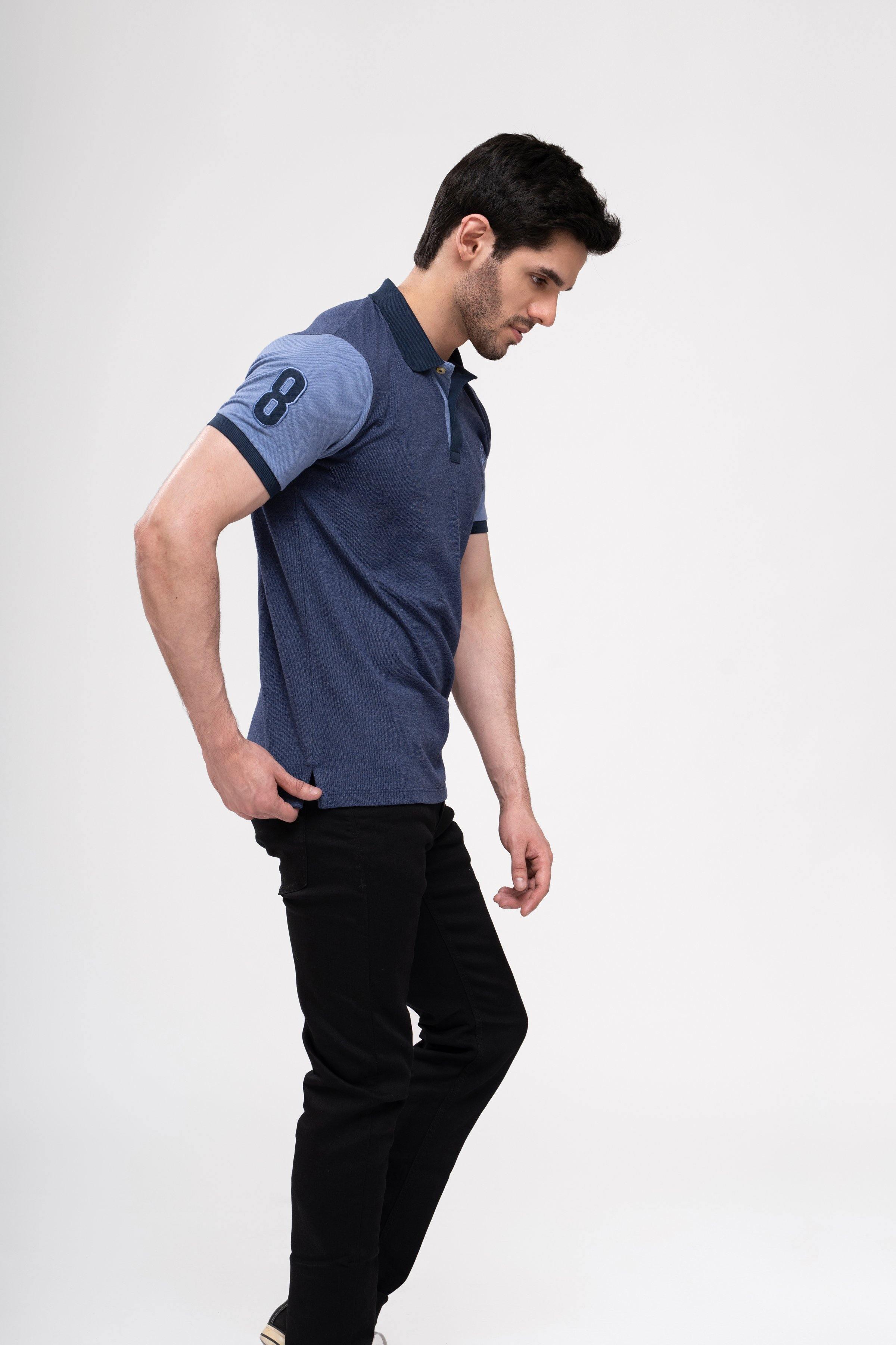 POLO SHIRT CONTRAST COLLAR BLUE - Image 2