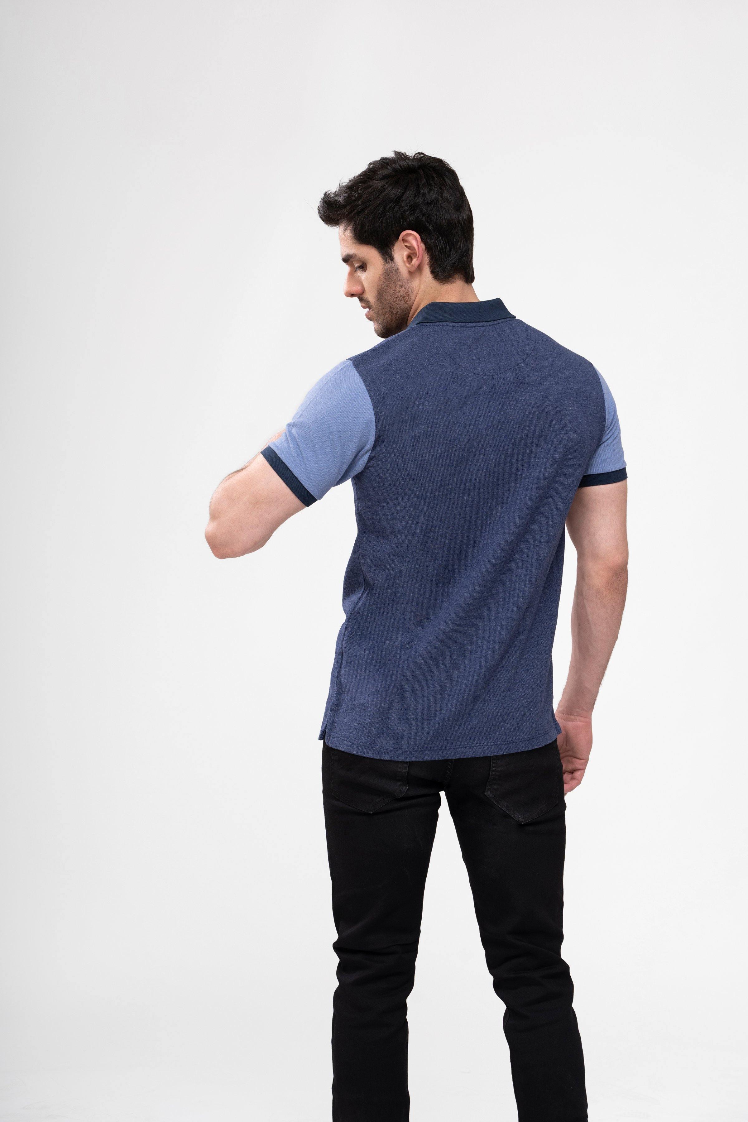 POLO SHIRT CONTRAST COLLAR BLUE - Image 4