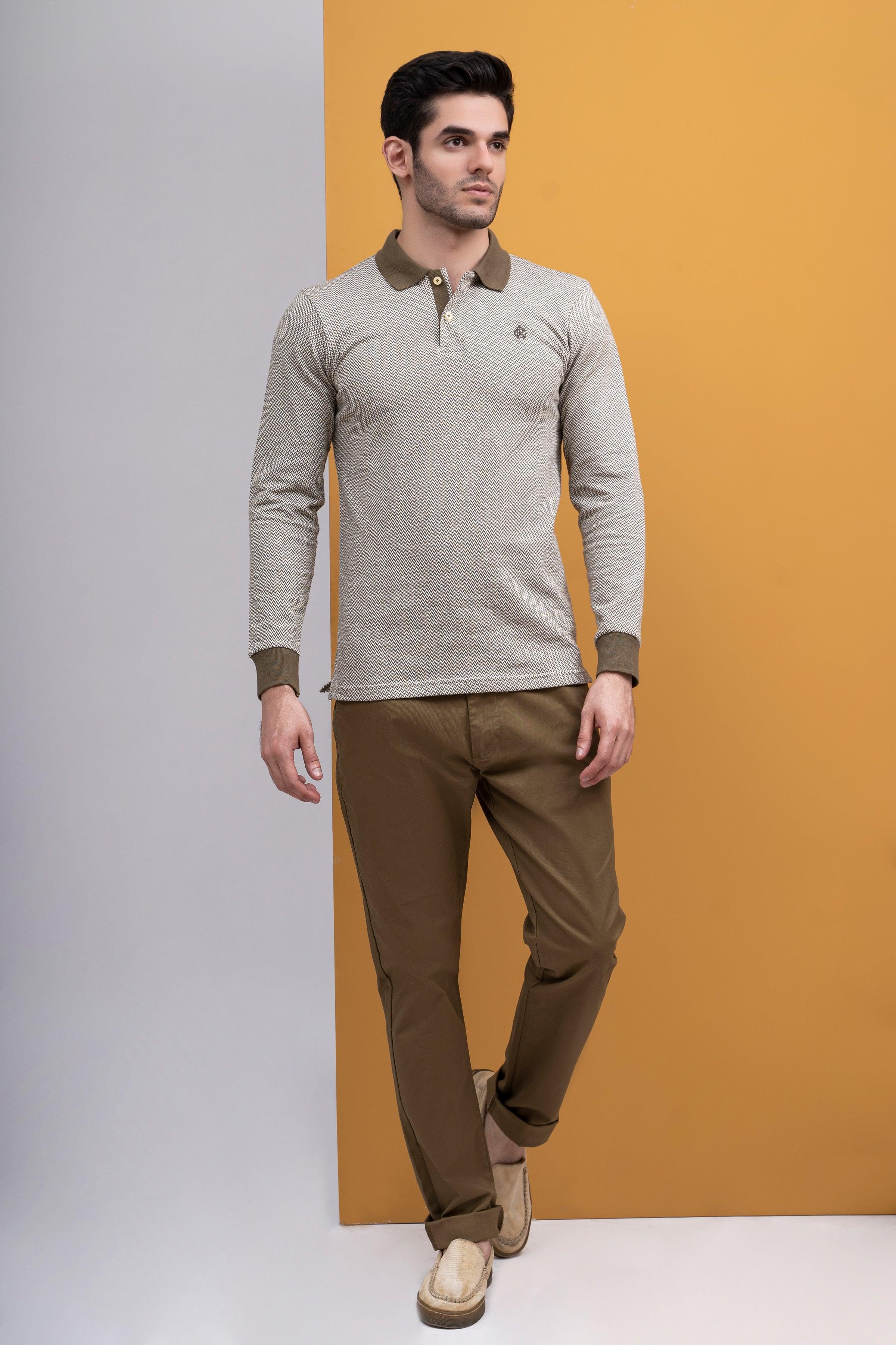 POLO SHIRT CONTRAST COLLAR RIB F/S GREEN - Image 2