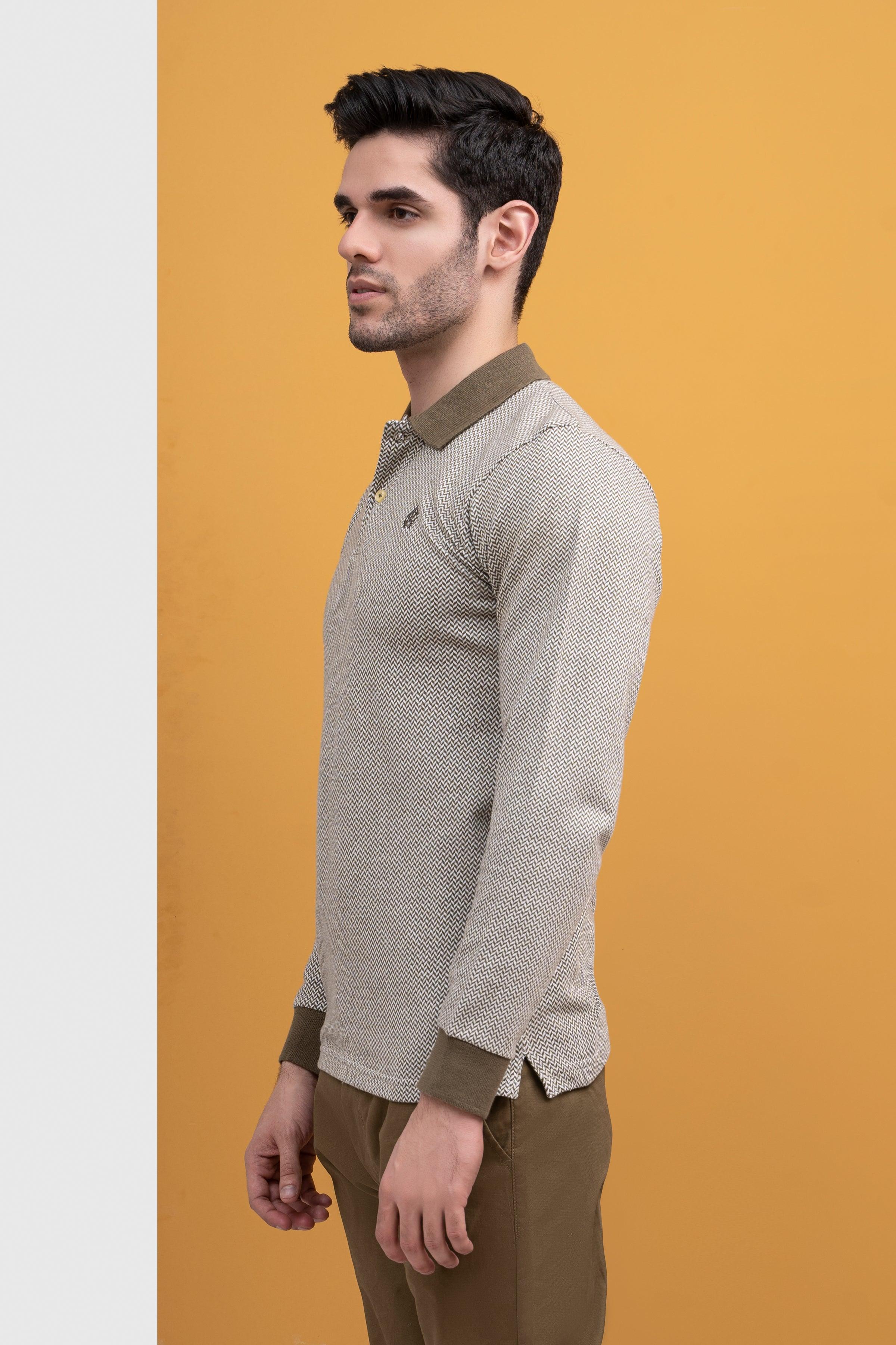 POLO SHIRT CONTRAST COLLAR RIB F/S GREEN - Image 3
