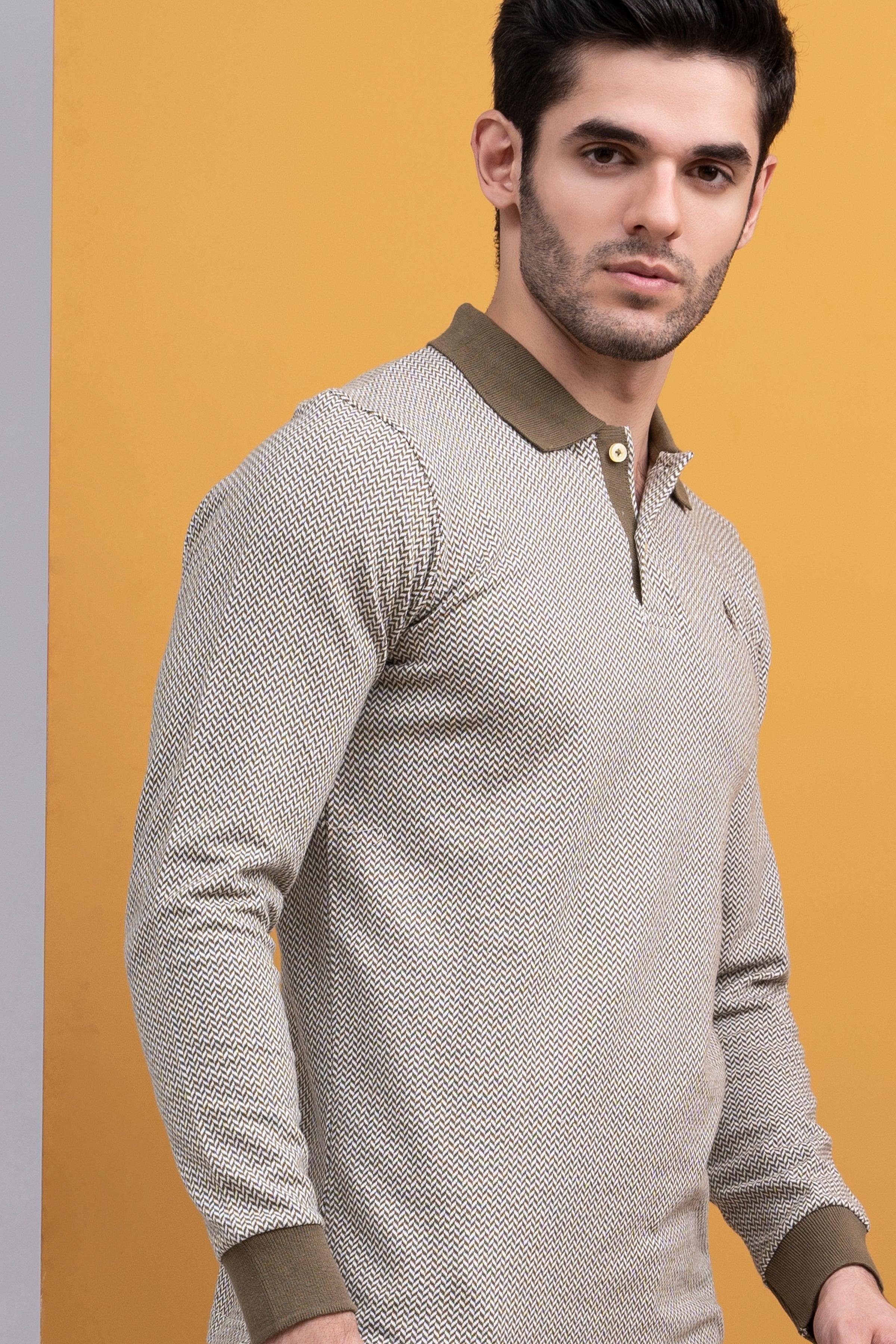 POLO SHIRT CONTRAST COLLAR RIB F/S GREEN - Image 4